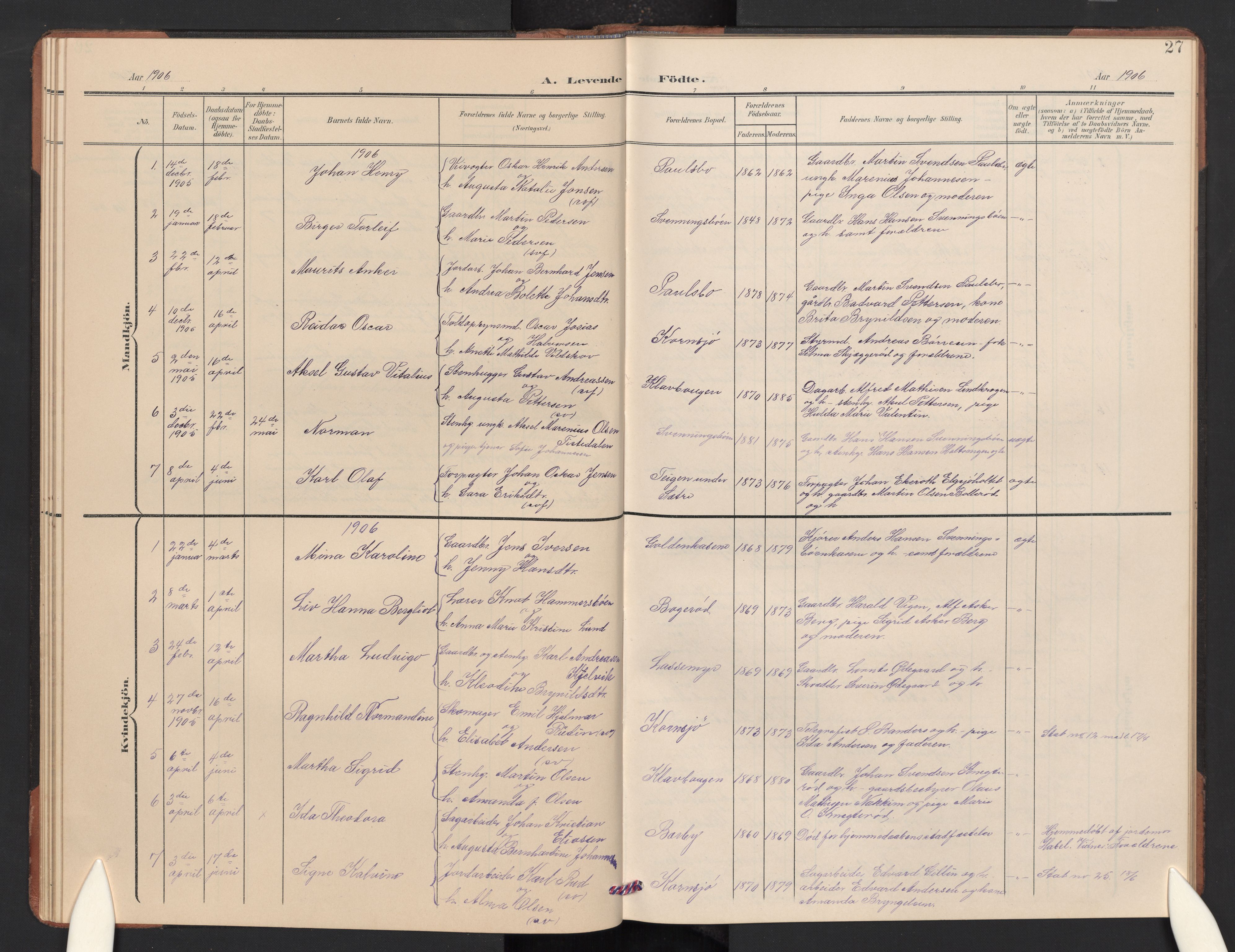 Idd prestekontor Kirkebøker, AV/SAO-A-10911/G/Gc/L0001: Klokkerbok nr. III 1, 1901-1910, s. 27
