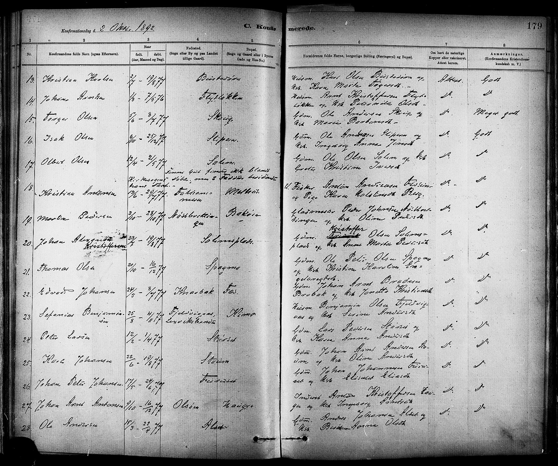 Ministerialprotokoller, klokkerbøker og fødselsregistre - Sør-Trøndelag, SAT/A-1456/647/L0634: Ministerialbok nr. 647A01, 1885-1896, s. 179