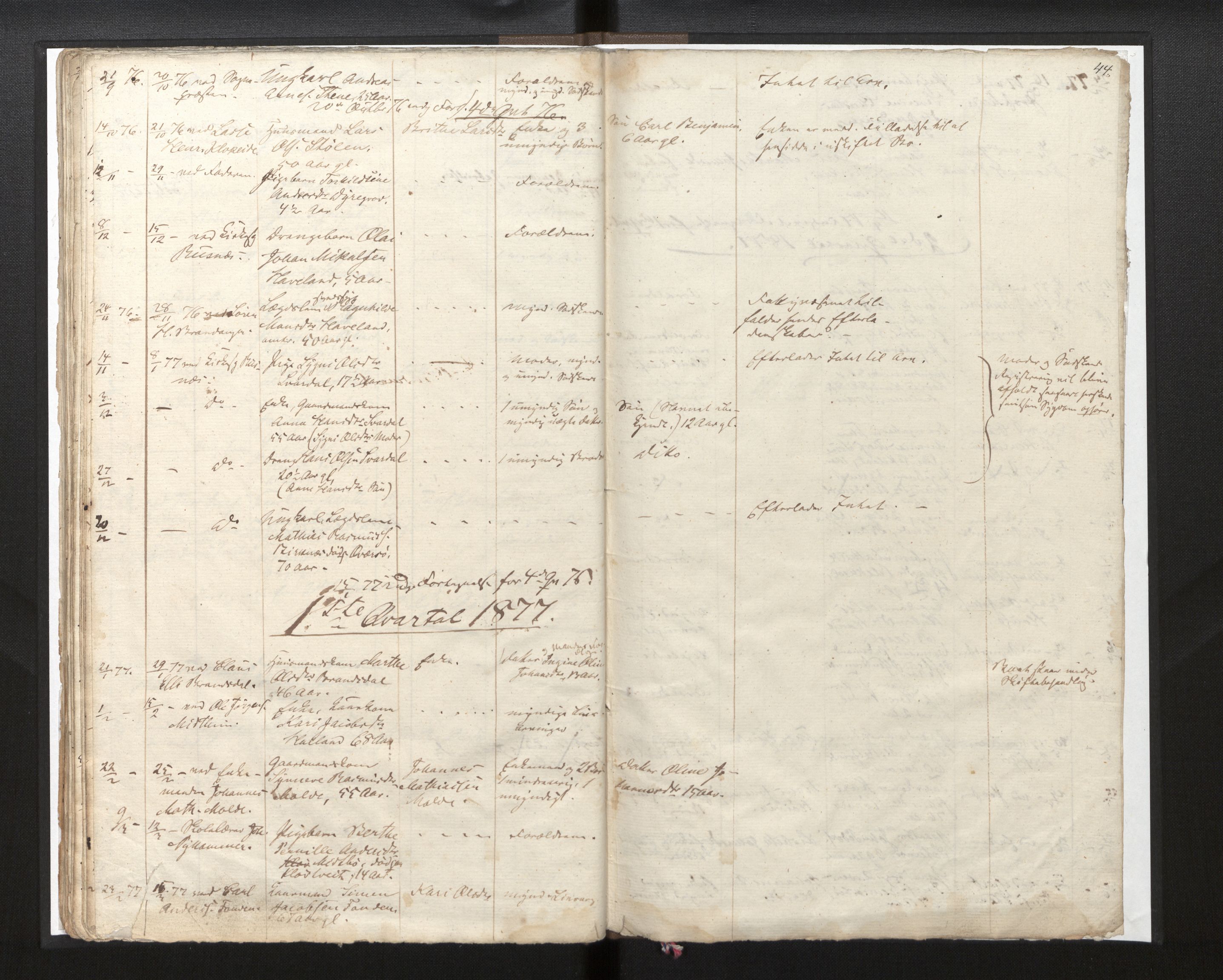 Lensmannen i Gulen, AV/SAB-A-27901/0006/L0005: Dødsfallprotokoll, 1864-1877, s. 44