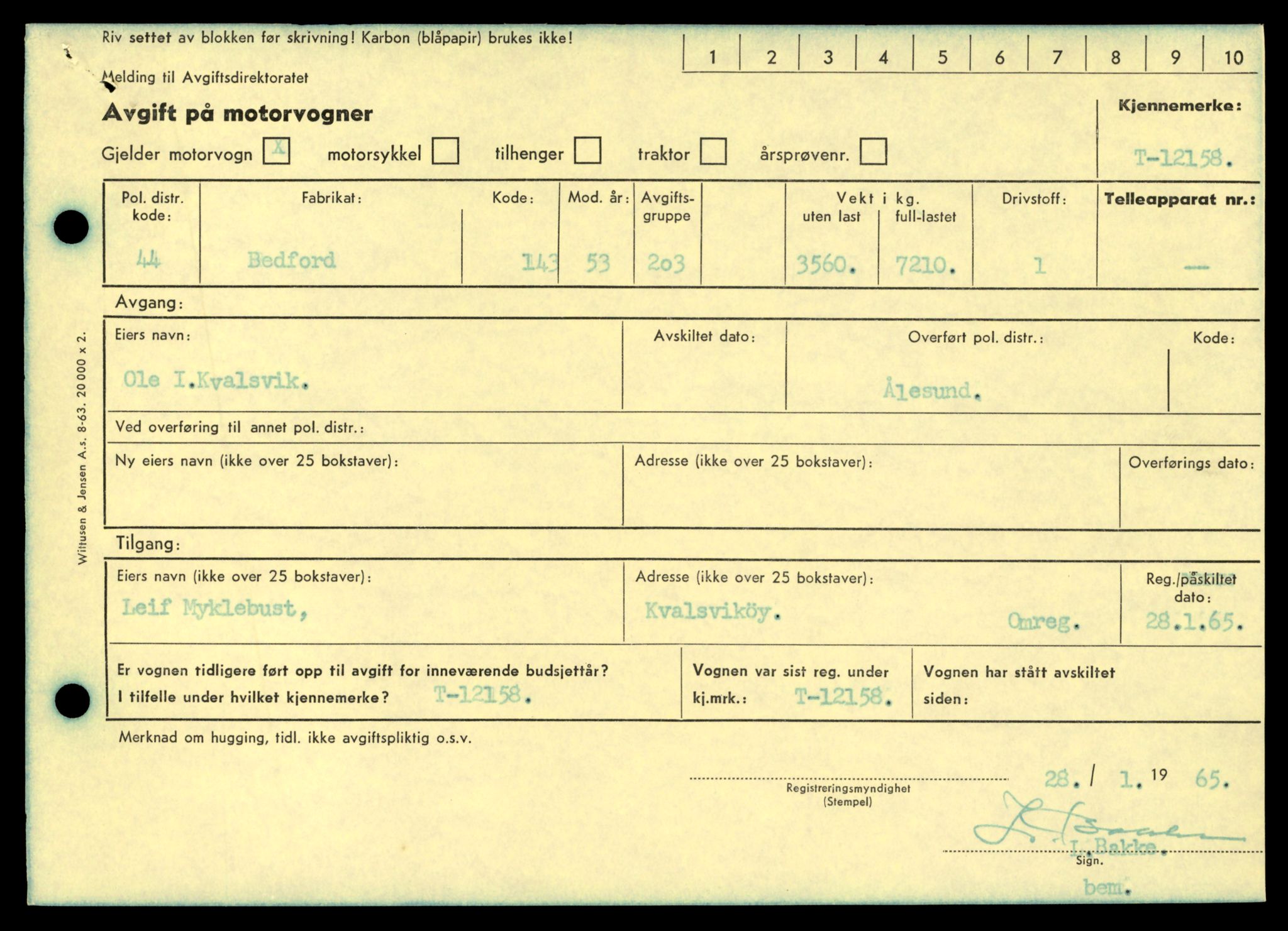 Møre og Romsdal vegkontor - Ålesund trafikkstasjon, AV/SAT-A-4099/F/Fe/L0036: Registreringskort for kjøretøy T 12831 - T 13030, 1927-1998, s. 85