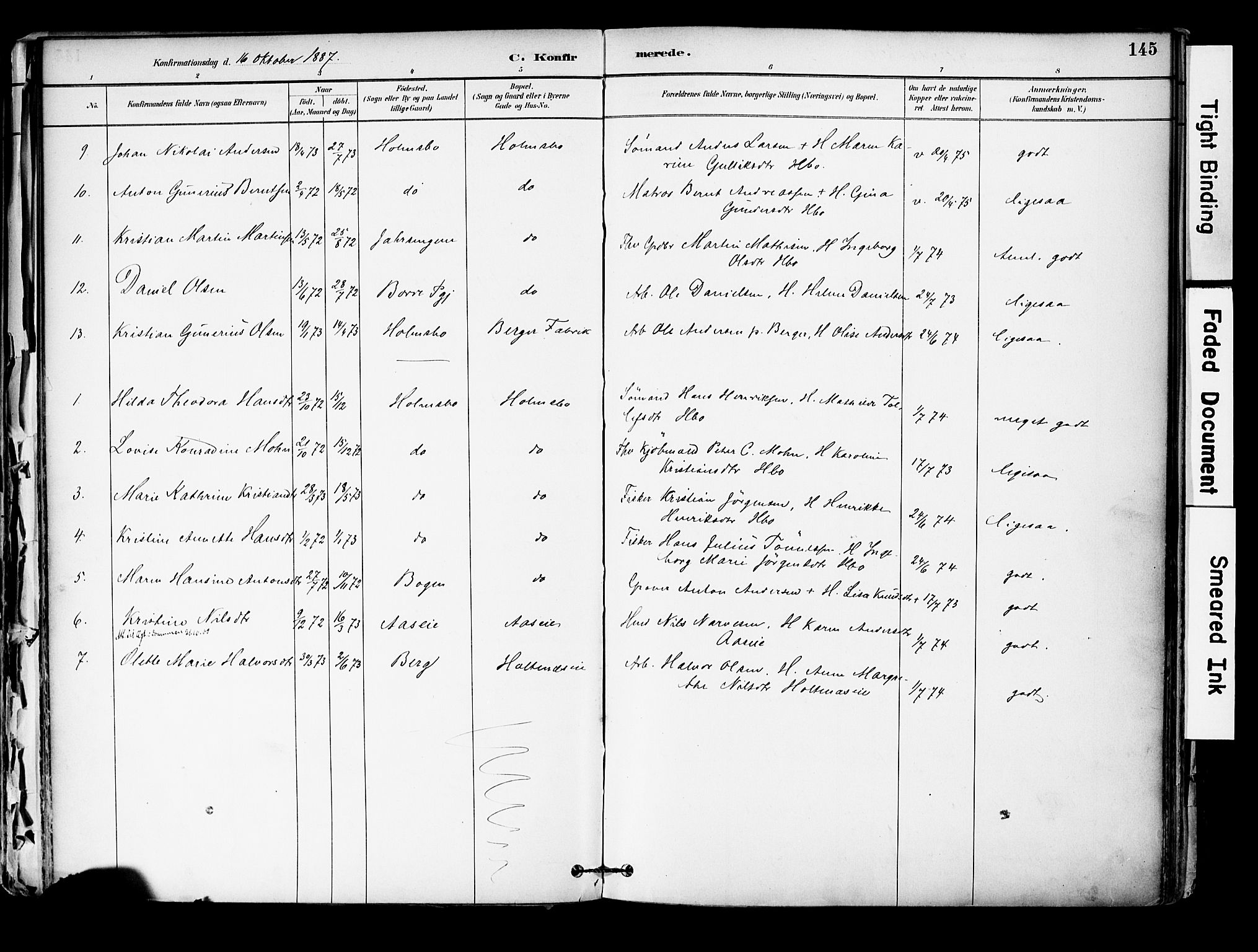 Hurum kirkebøker, AV/SAKO-A-229/F/Fa/L0014: Ministerialbok nr. 14, 1882-1895, s. 145
