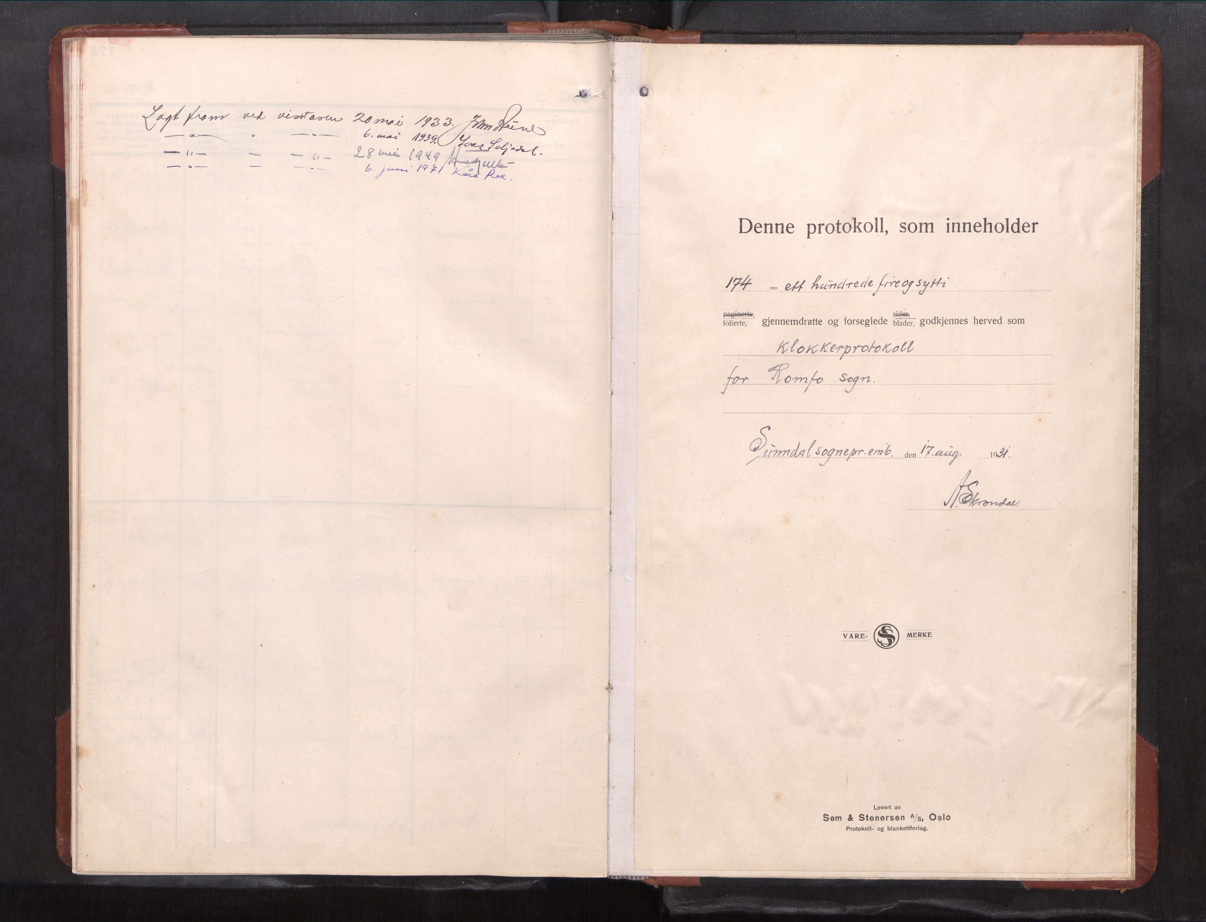 Ministerialprotokoller, klokkerbøker og fødselsregistre - Møre og Romsdal, SAT/A-1454/591/L1021: Klokkerbok nr. 591---, 1930-1971