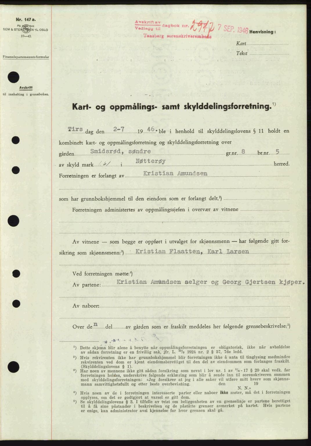 Tønsberg sorenskriveri, SAKO/A-130/G/Ga/Gaa/L0019: Pantebok nr. A19, 1946-1946, Dagboknr: 2917/1946