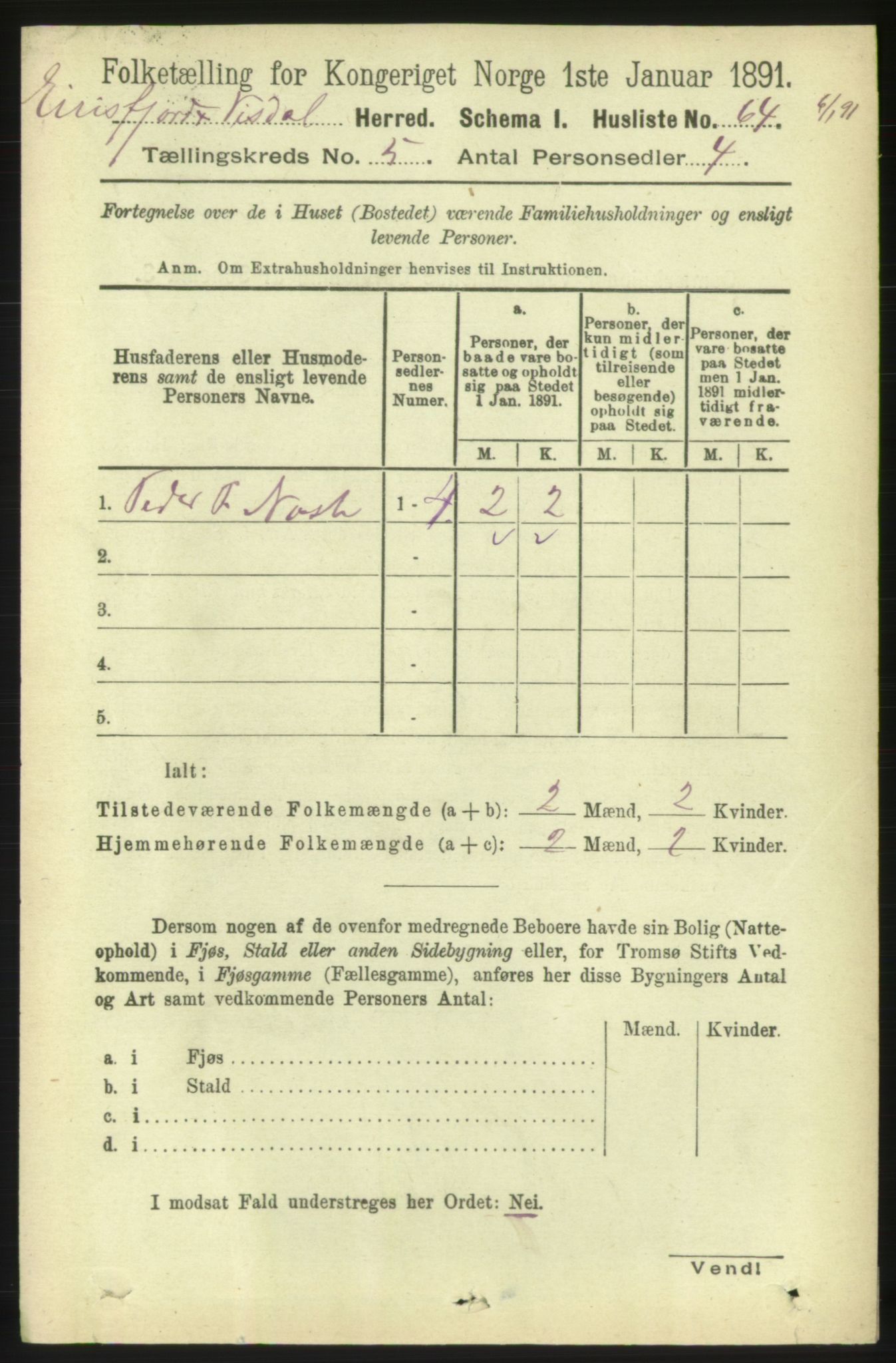 RA, Folketelling 1891 for 1542 Eresfjord og Vistdal herred, 1891, s. 1111