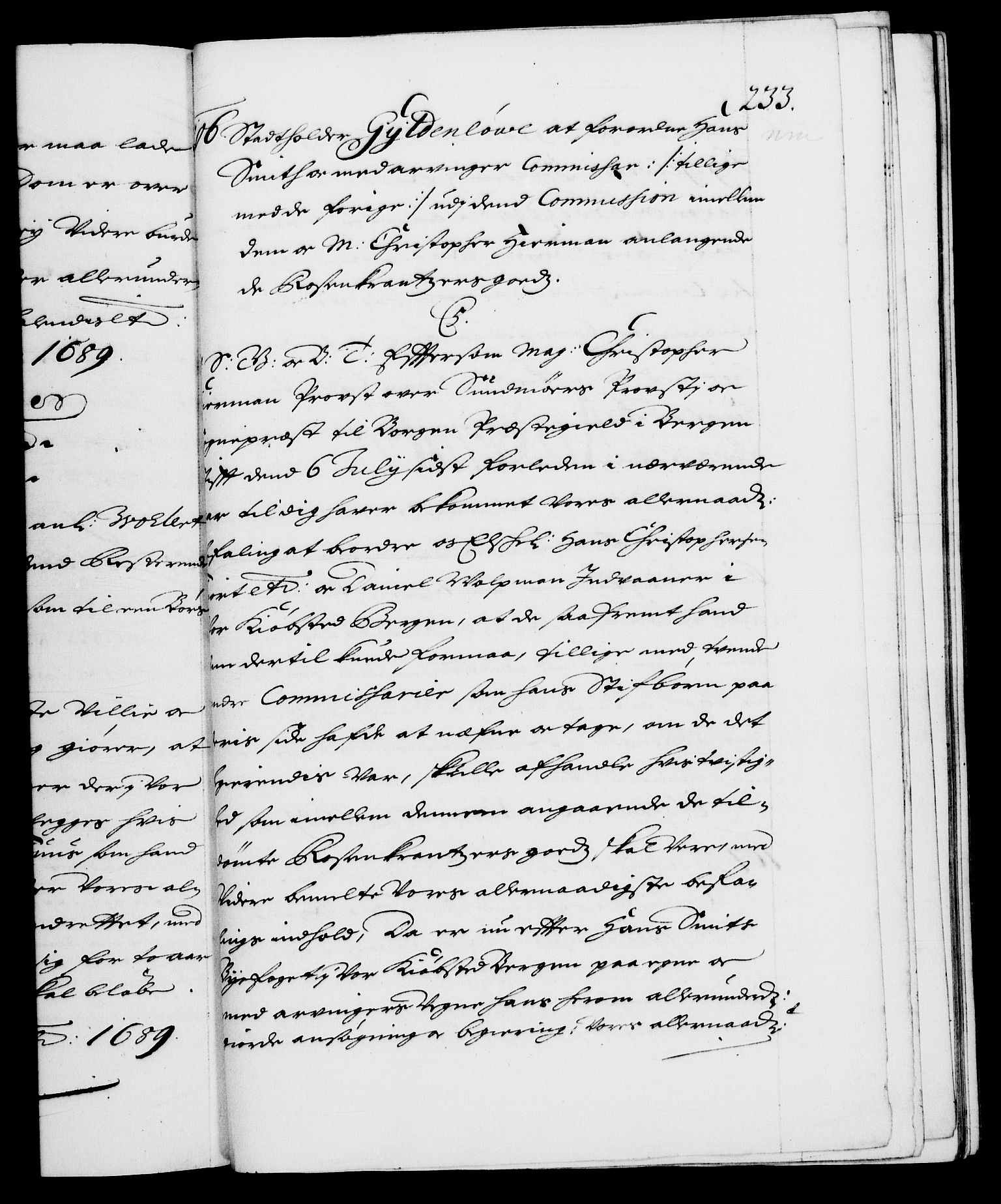 Danske Kanselli 1572-1799, AV/RA-EA-3023/F/Fc/Fca/Fcab/L0014: Norske tegnelser (mikrofilm), 1688-1691, s. 233a
