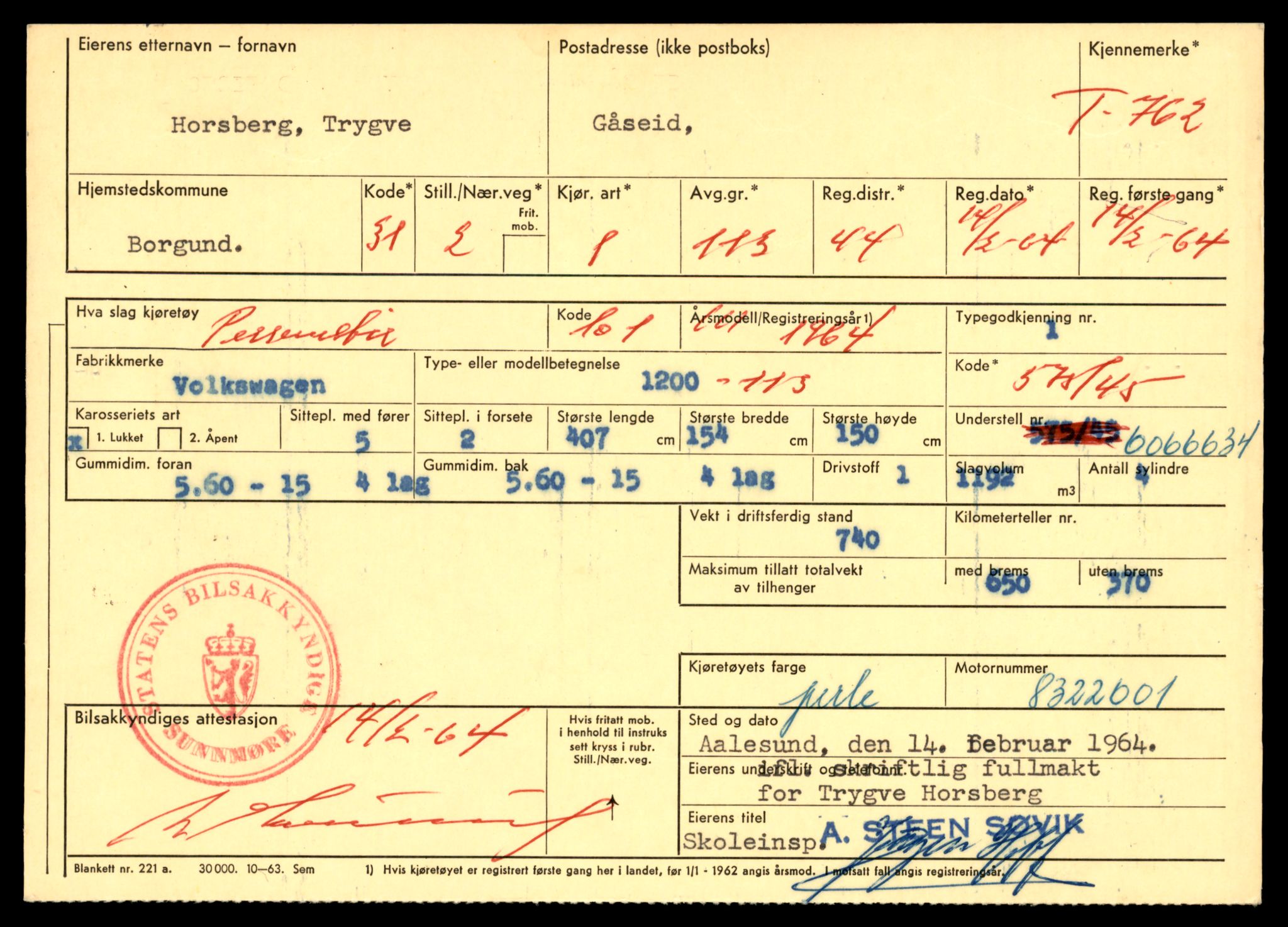 Møre og Romsdal vegkontor - Ålesund trafikkstasjon, AV/SAT-A-4099/F/Fe/L0008: Registreringskort for kjøretøy T 747 - T 894, 1927-1998, s. 443