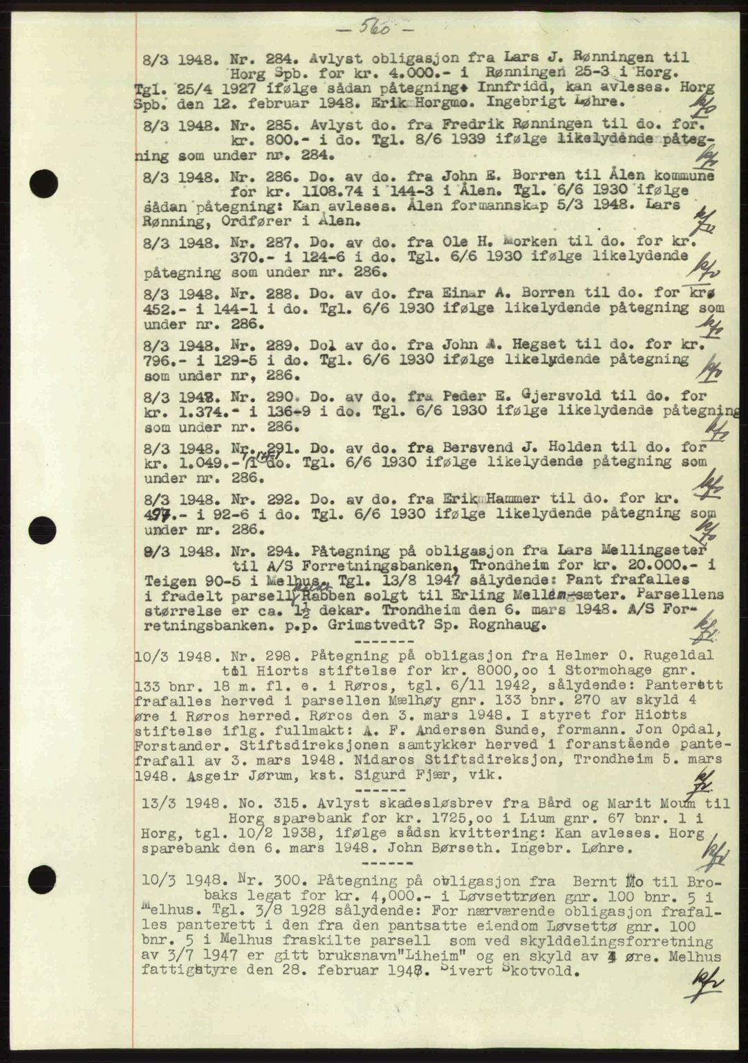 Gauldal sorenskriveri, SAT/A-0014/1/2/2C: Pantebok nr. A5, 1947-1948, Dagboknr: 284/1948