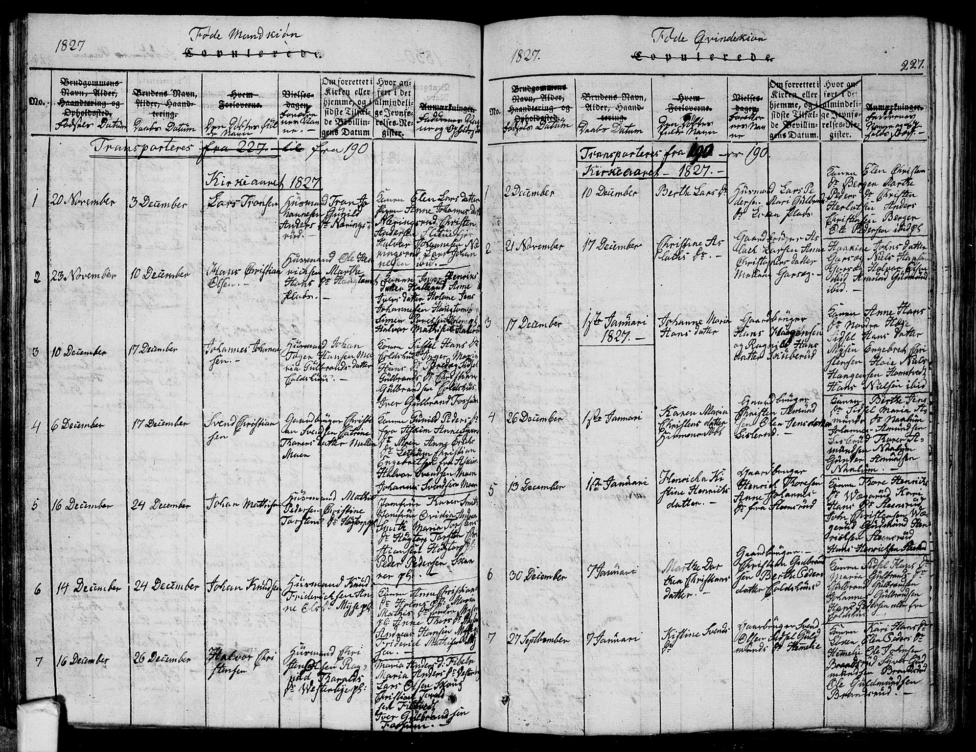 Eidsberg prestekontor Kirkebøker, AV/SAO-A-10905/G/Ga/L0001: Klokkerbok nr. I 1, 1814-1831, s. 227