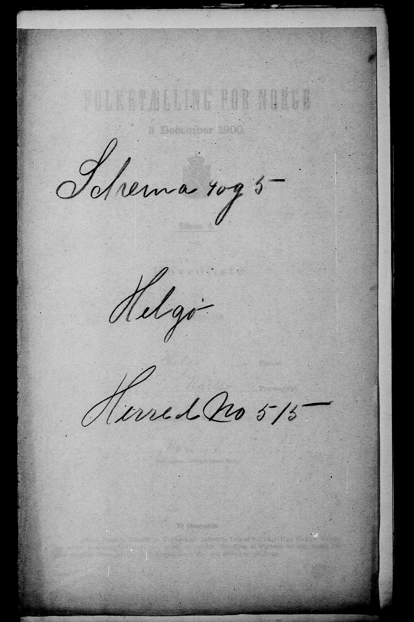 SATØ, Folketelling 1900 for 1935 Helgøy herred, 1900, s. 1