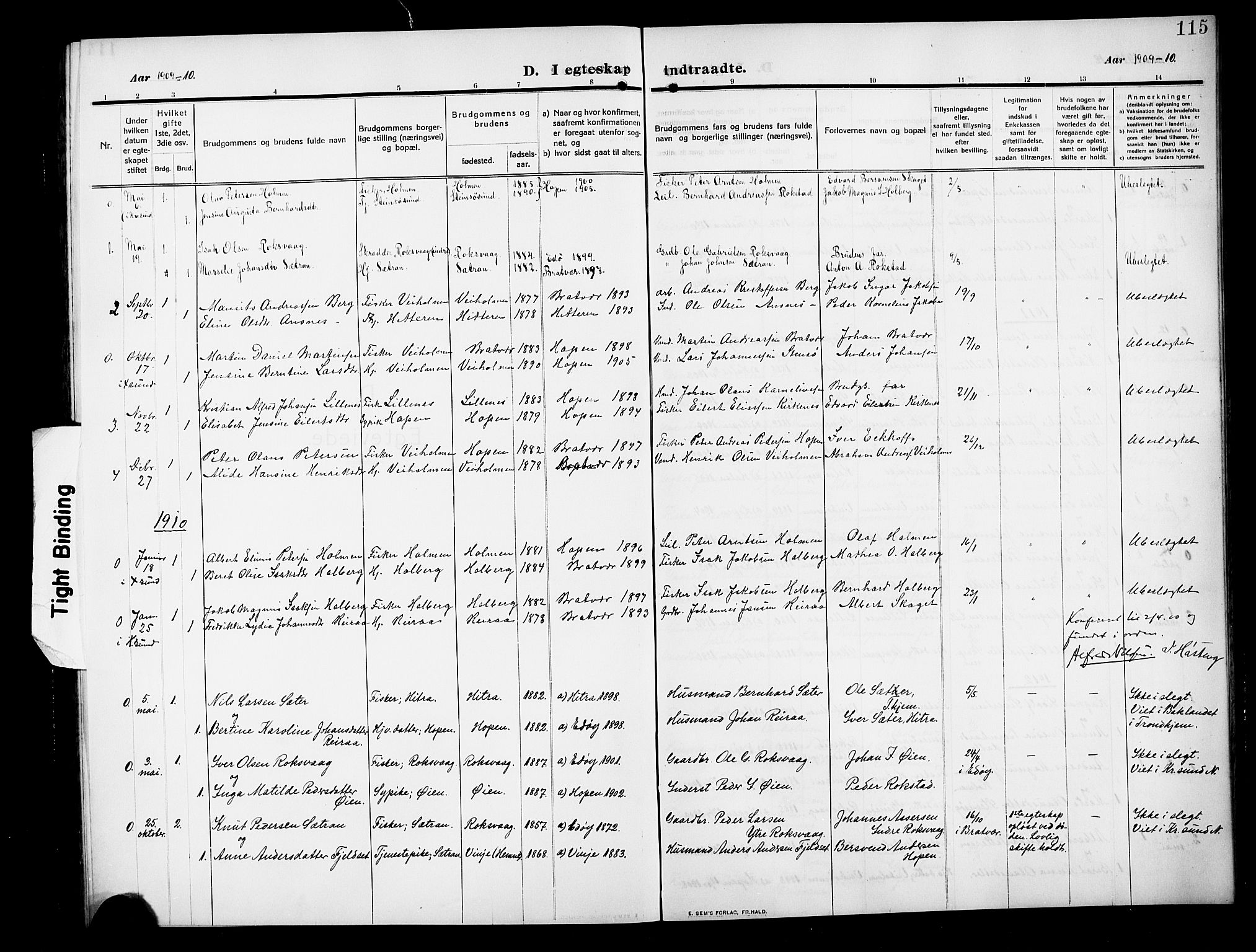 Ministerialprotokoller, klokkerbøker og fødselsregistre - Møre og Romsdal, SAT/A-1454/583/L0956: Klokkerbok nr. 583C01, 1909-1925, s. 115