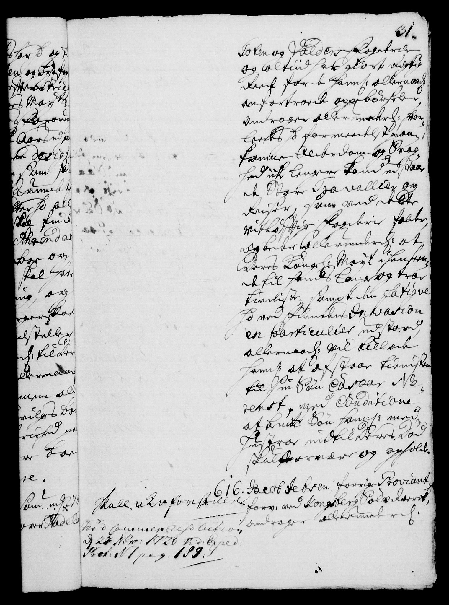 Rentekammeret, Kammerkanselliet, RA/EA-3111/G/Gh/Gha/L0003: Norsk ekstraktmemorialprotokoll, sak. 600-765 (merket RK 53.48), 1720-1721, s. 31
