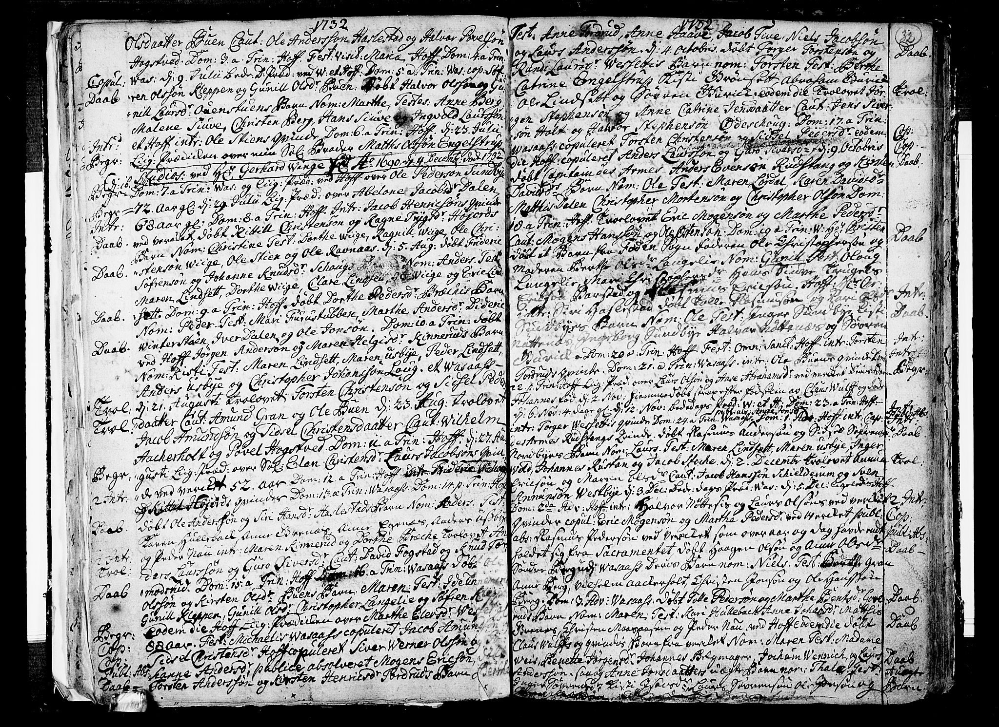 Hof kirkebøker, SAKO/A-64/F/Fa/L0001: Ministerialbok nr. I 1, 1704-1745, s. 32