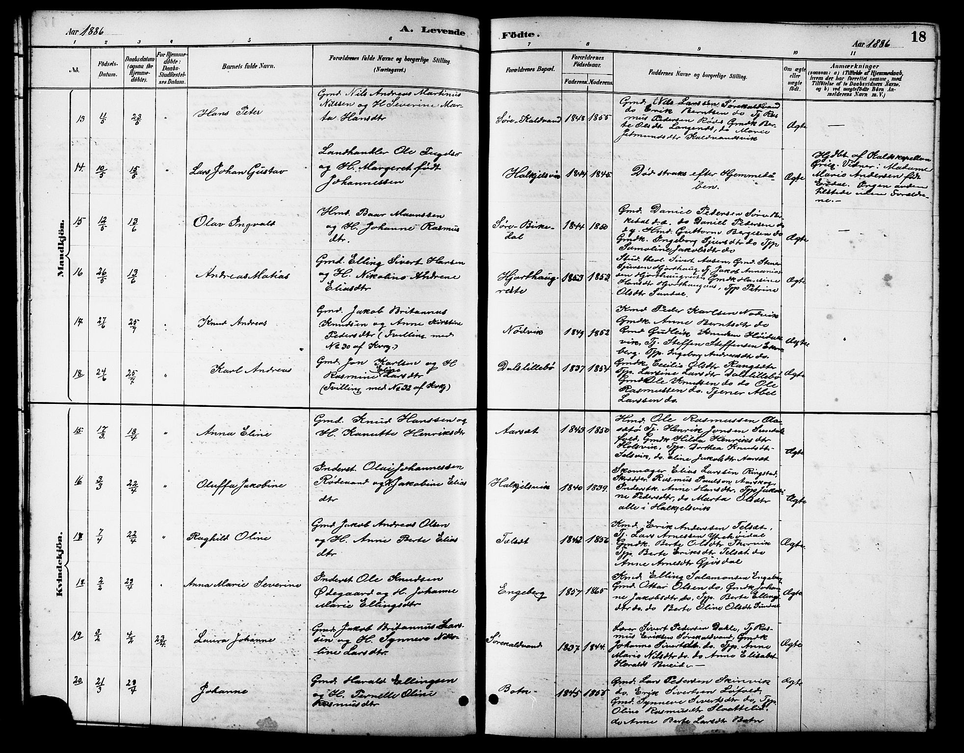 Ministerialprotokoller, klokkerbøker og fødselsregistre - Møre og Romsdal, AV/SAT-A-1454/511/L0158: Klokkerbok nr. 511C04, 1884-1903, s. 18