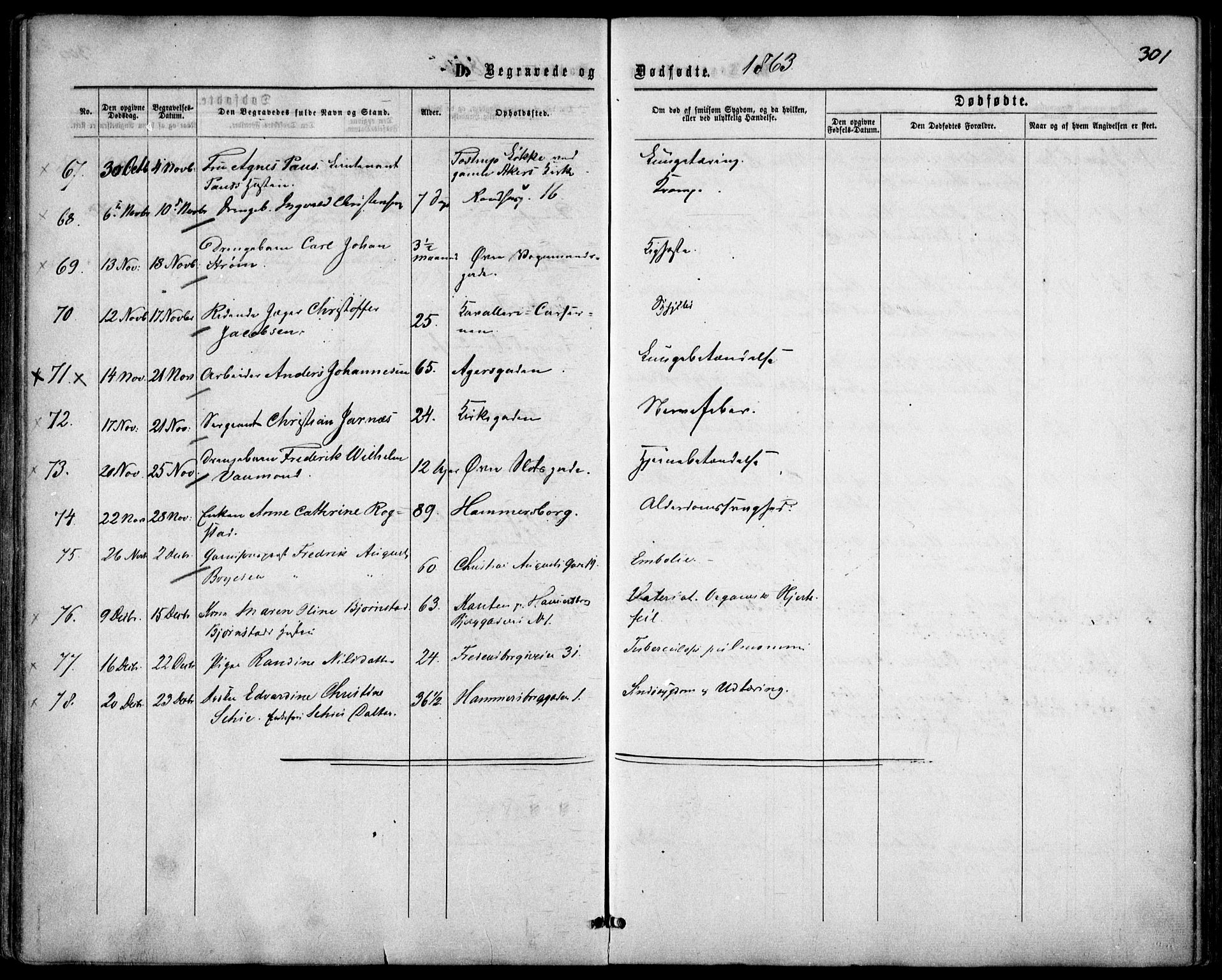 Garnisonsmenigheten Kirkebøker, AV/SAO-A-10846/F/Fa/L0010: Ministerialbok nr. 10, 1859-1869, s. 301