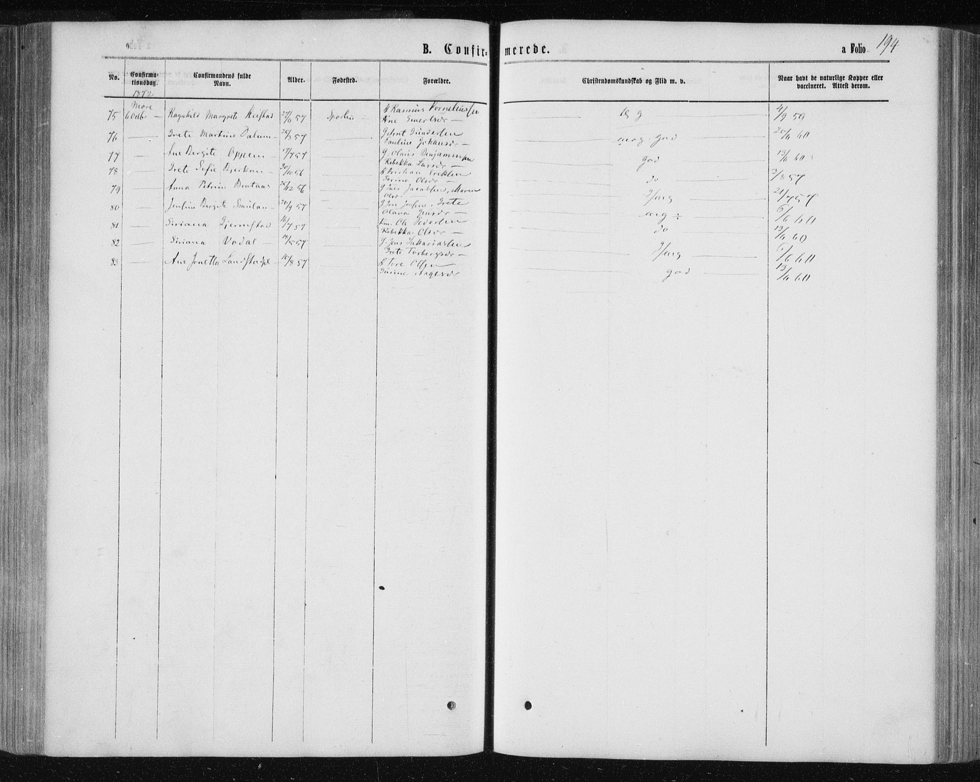 Ministerialprotokoller, klokkerbøker og fødselsregistre - Nord-Trøndelag, AV/SAT-A-1458/735/L0345: Ministerialbok nr. 735A08 /1, 1863-1872, s. 194