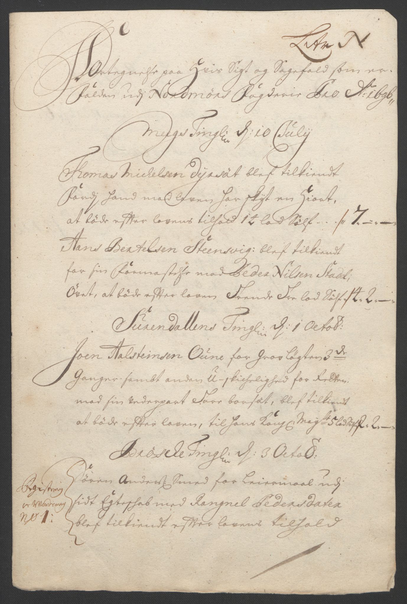 Rentekammeret inntil 1814, Reviderte regnskaper, Fogderegnskap, AV/RA-EA-4092/R56/L3736: Fogderegnskap Nordmøre, 1694-1696, s. 439