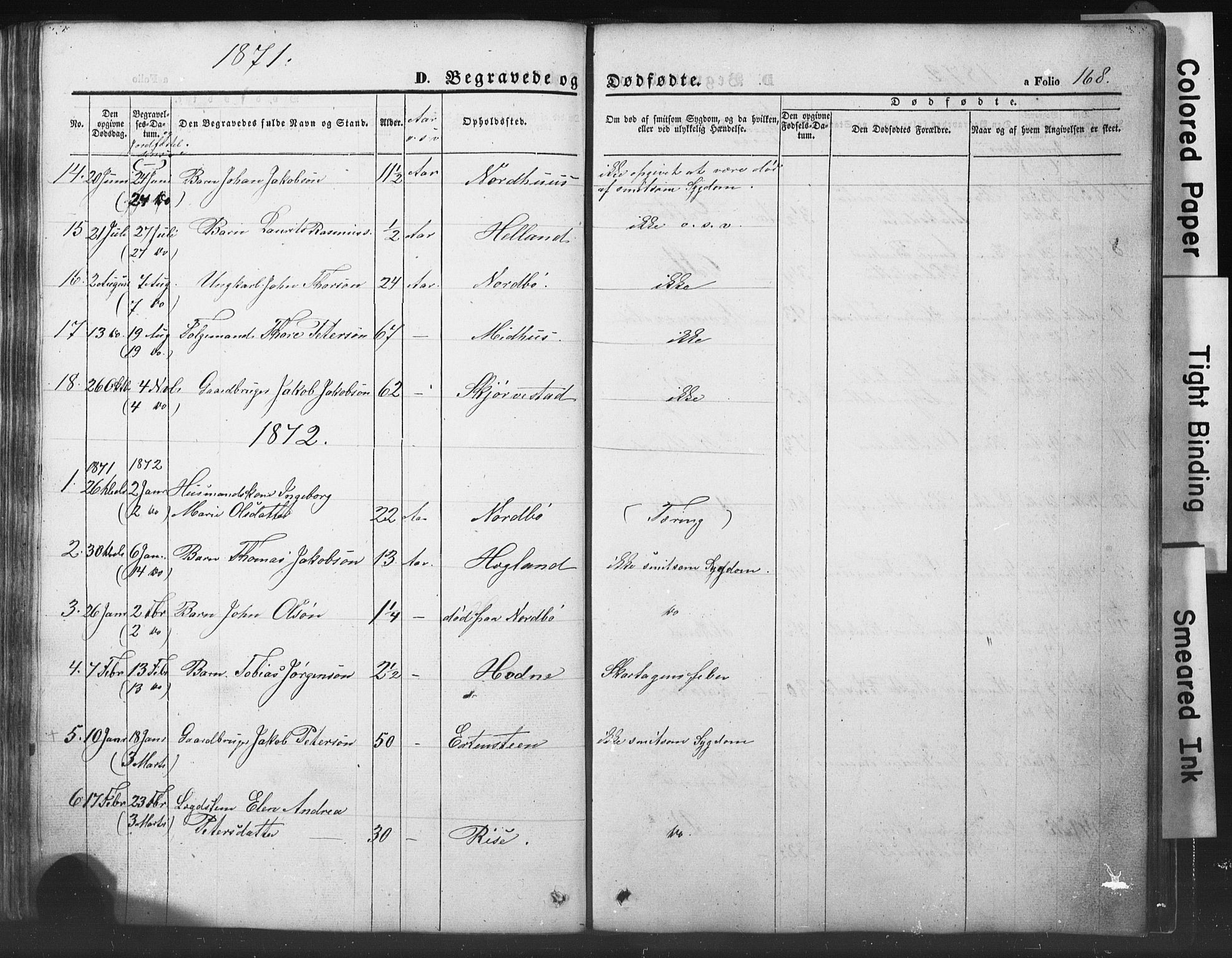 Rennesøy sokneprestkontor, AV/SAST-A -101827/H/Ha/Hab/L0002: Klokkerbok nr. B 2, 1852-1880, s. 168