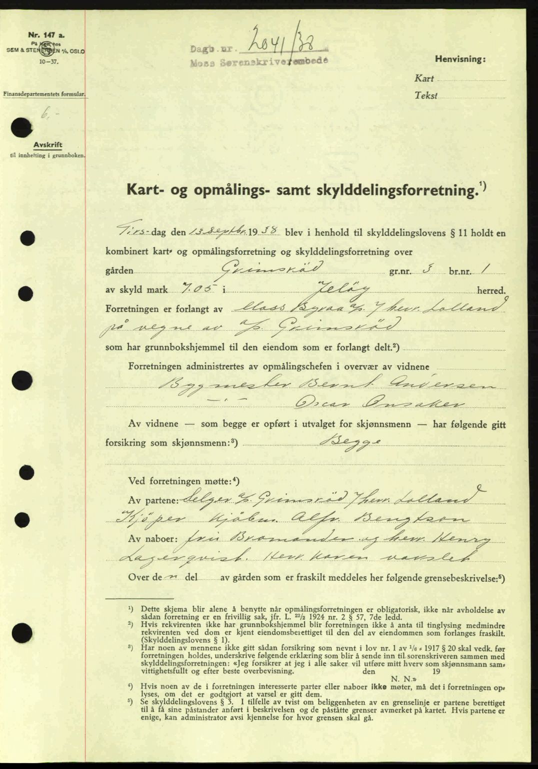 Moss sorenskriveri, SAO/A-10168: Pantebok nr. A4, 1938-1938, Dagboknr: 2041/1938