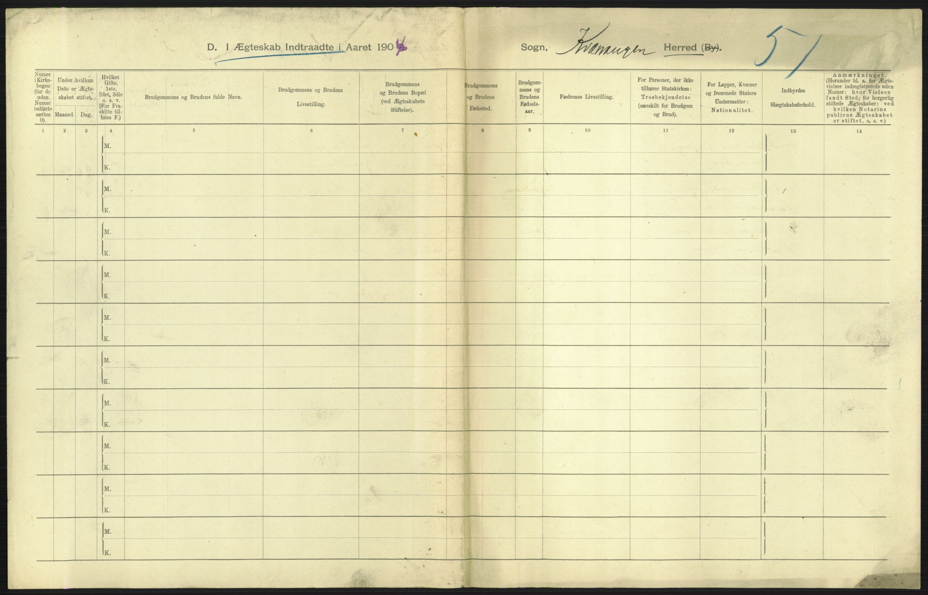 Statistisk sentralbyrå, Sosiodemografiske emner, Befolkning, AV/RA-S-2228/D/Df/Dfa/Dfab/L0022: Tromsø amt: Fødte, gifte, døde, 1904, s. 297