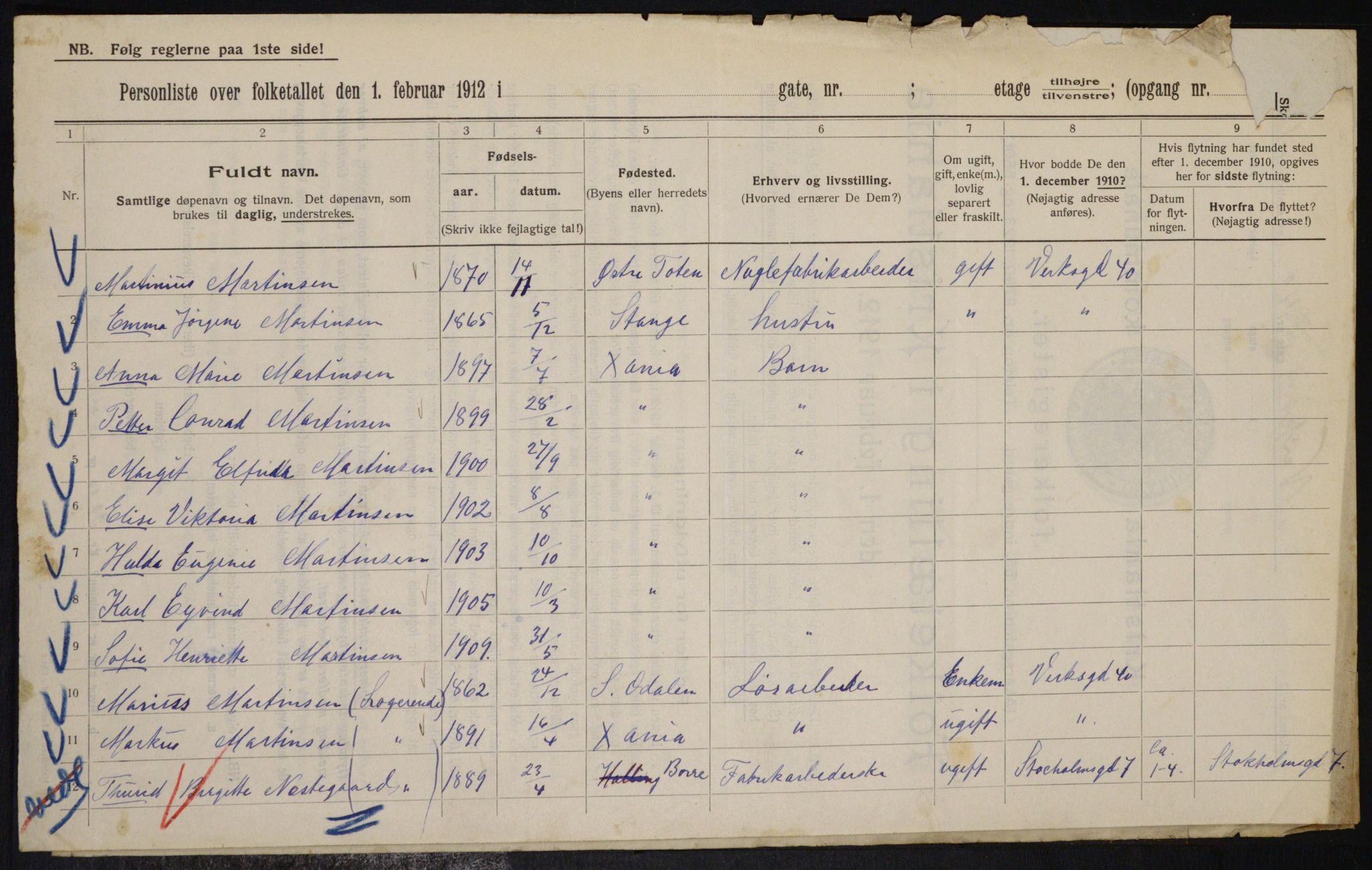 OBA, Kommunal folketelling 1.2.1912 for Kristiania, 1912, s. 122243