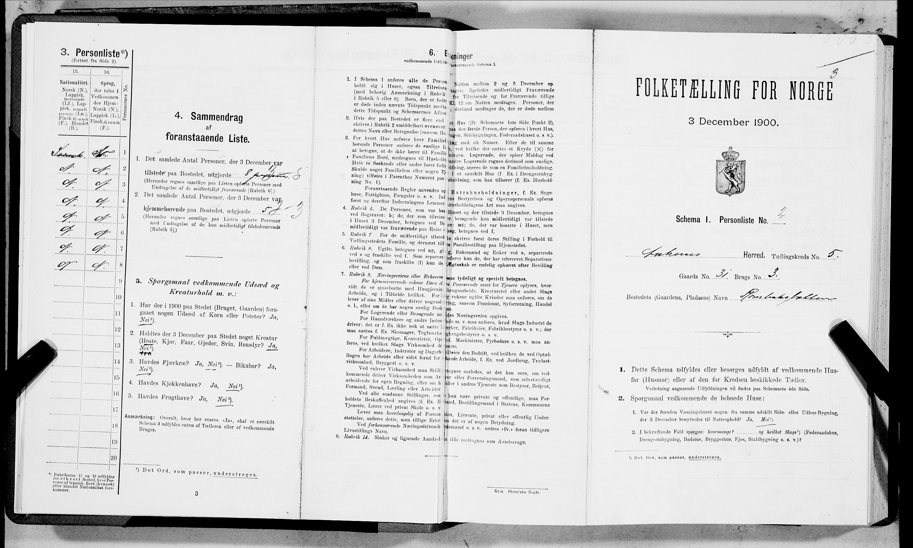 SAT, Folketelling 1900 for 1855 Ankenes herred, 1900, s. 327