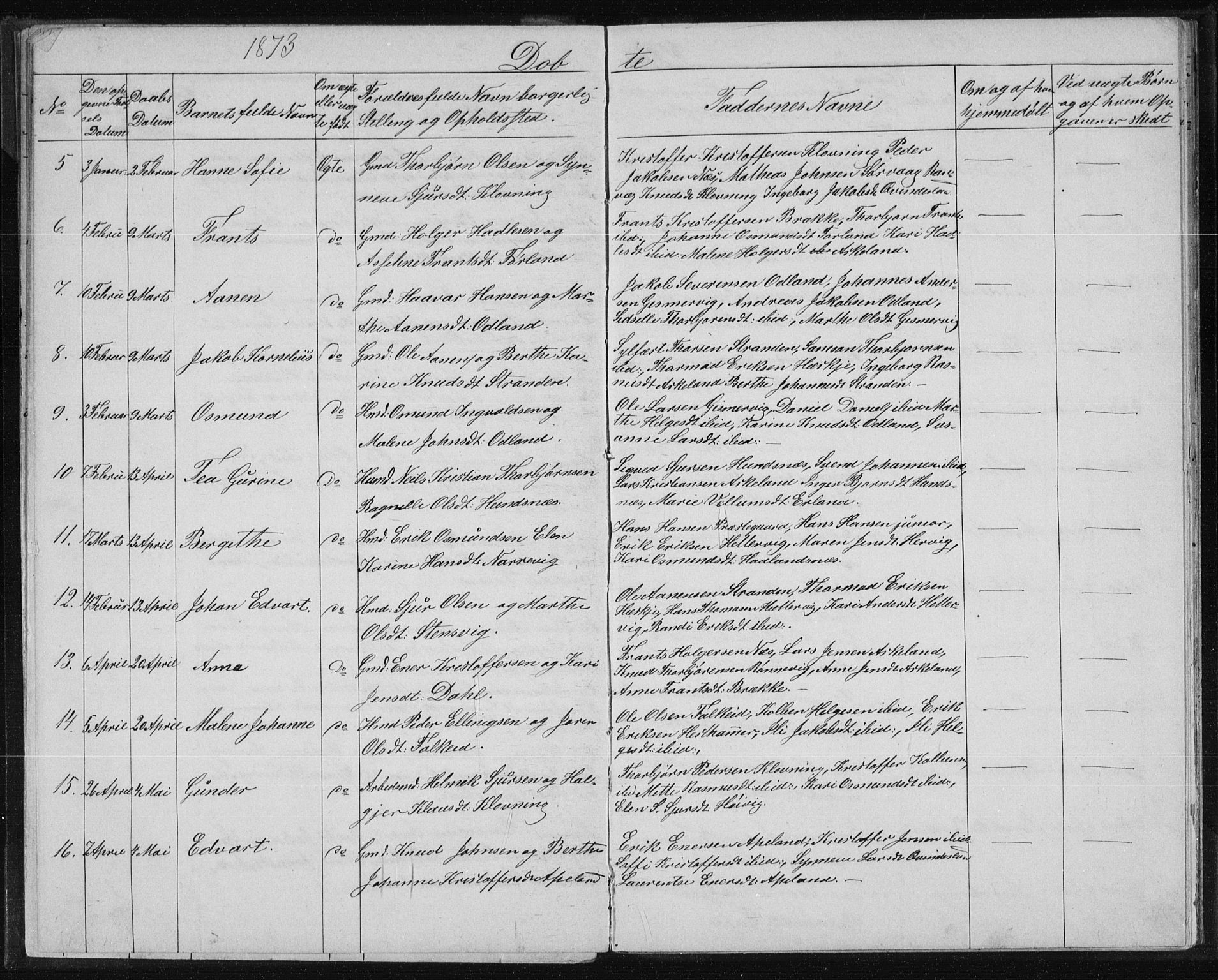 Tysvær sokneprestkontor, AV/SAST-A -101864/H/Ha/Hab/L0003: Klokkerbok nr. B 3, 1868-1882