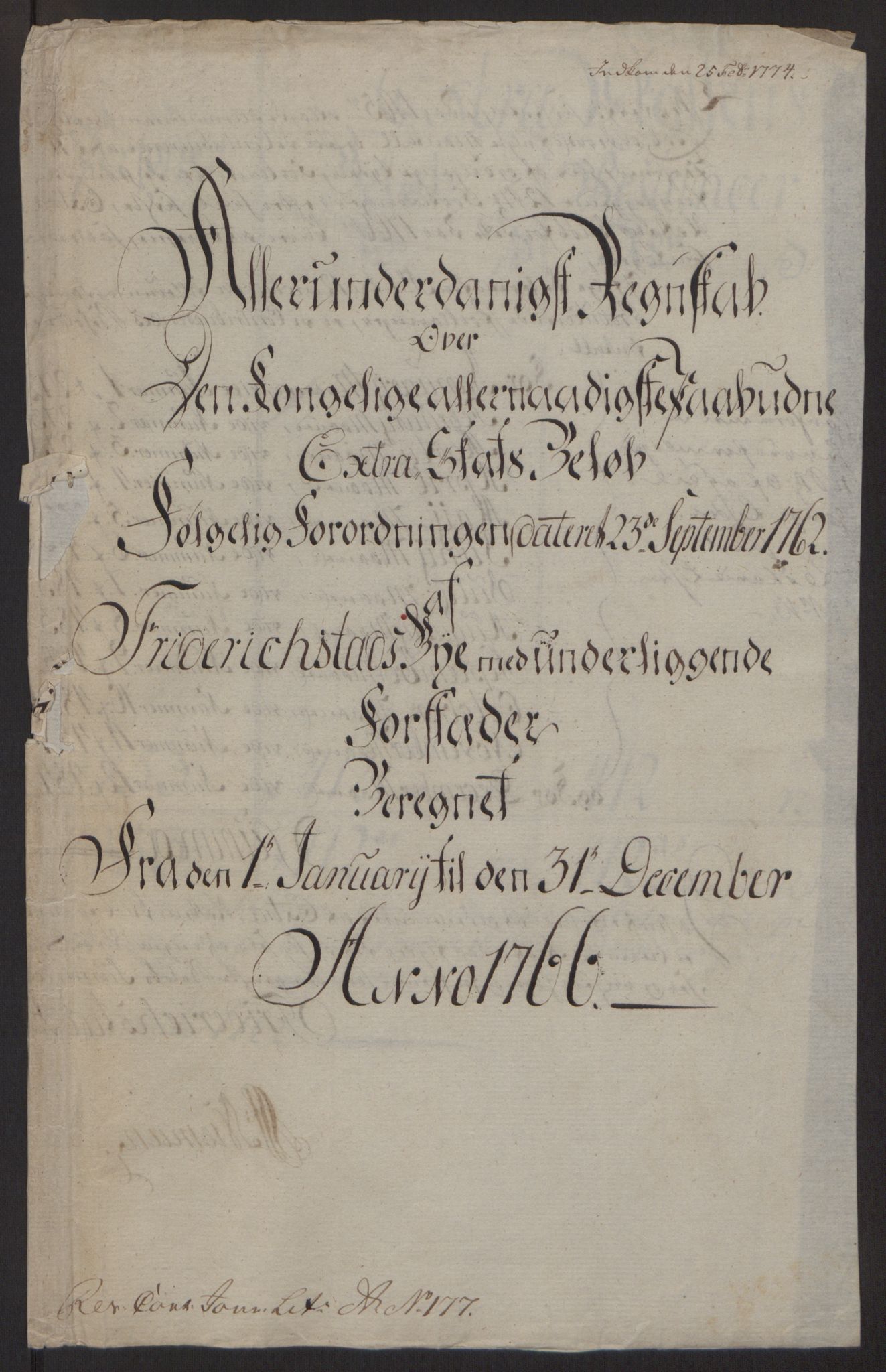 Rentekammeret inntil 1814, Reviderte regnskaper, Byregnskaper, RA/EA-4066/R/Rb/L0029/0001: [B3] Kontribusjonsregnskap / Ekstraskatt, 1762-1772, s. 209