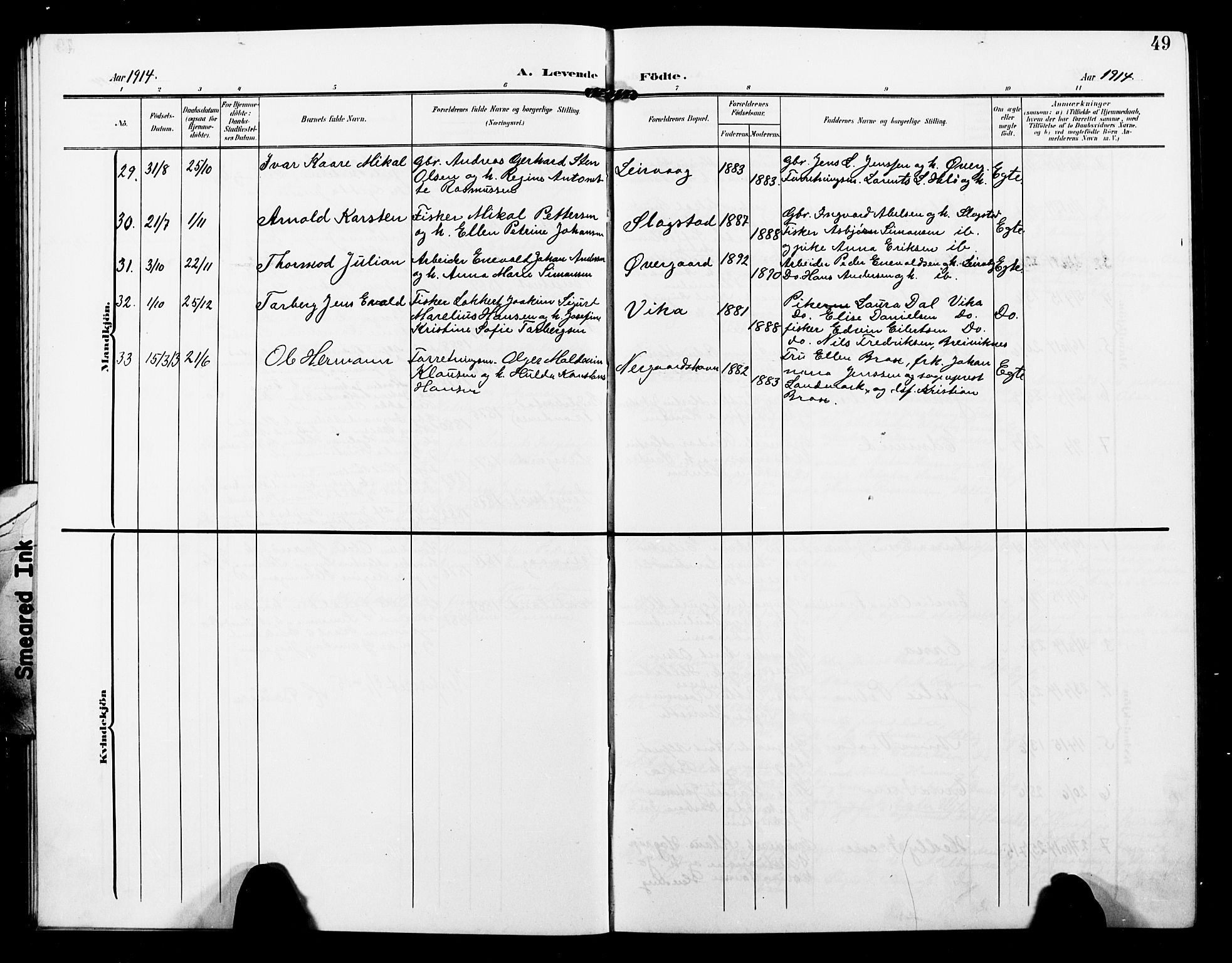 Sand/Bjarkøy sokneprestkontor, AV/SATØ-S-0811/I/Ia/Iab/L0004klokker: Klokkerbok nr. 4, 1905-1918, s. 49