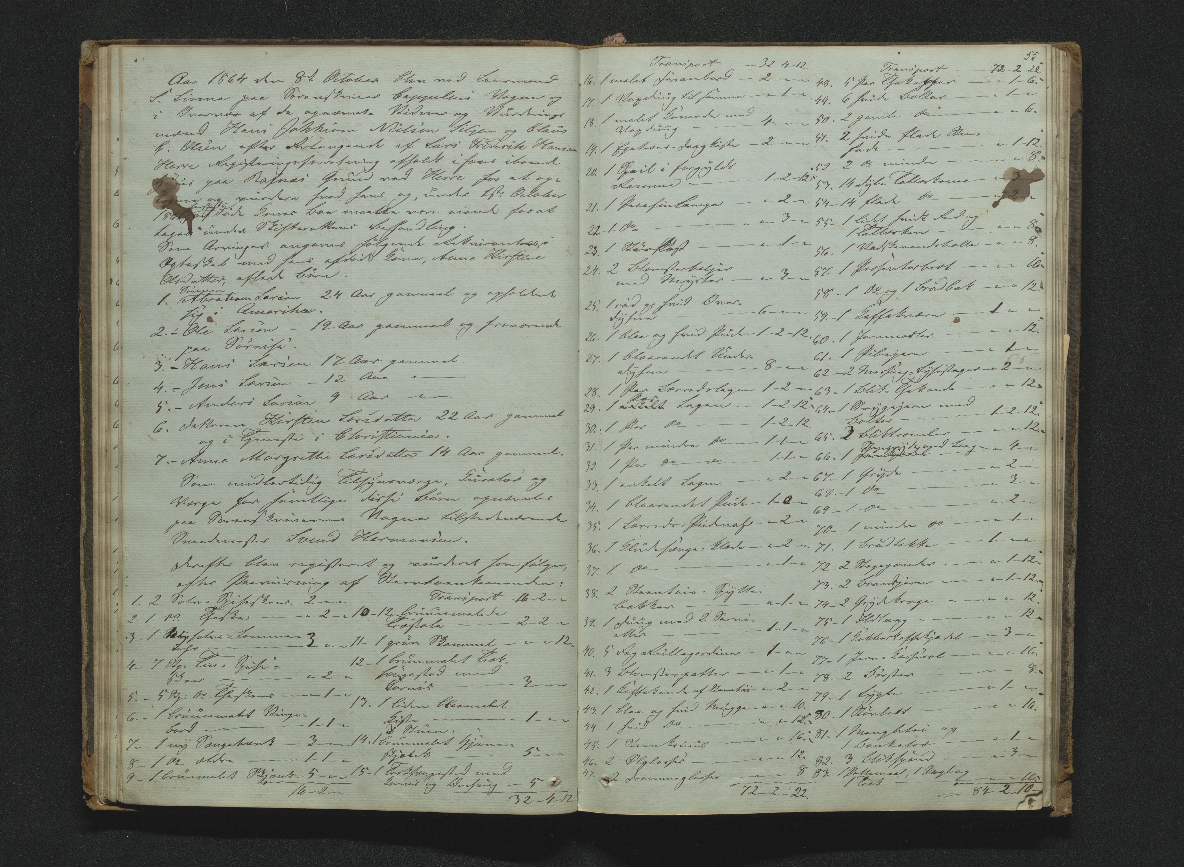 Bamble sorenskriveri, AV/SAKO-A-214/H/Hb/Hbb/Hbbb/L0001/0003: Skifteregisteringsprotokoll  / Skifteregisteringsprotokoll 3, 1860-1882, s. 54-55