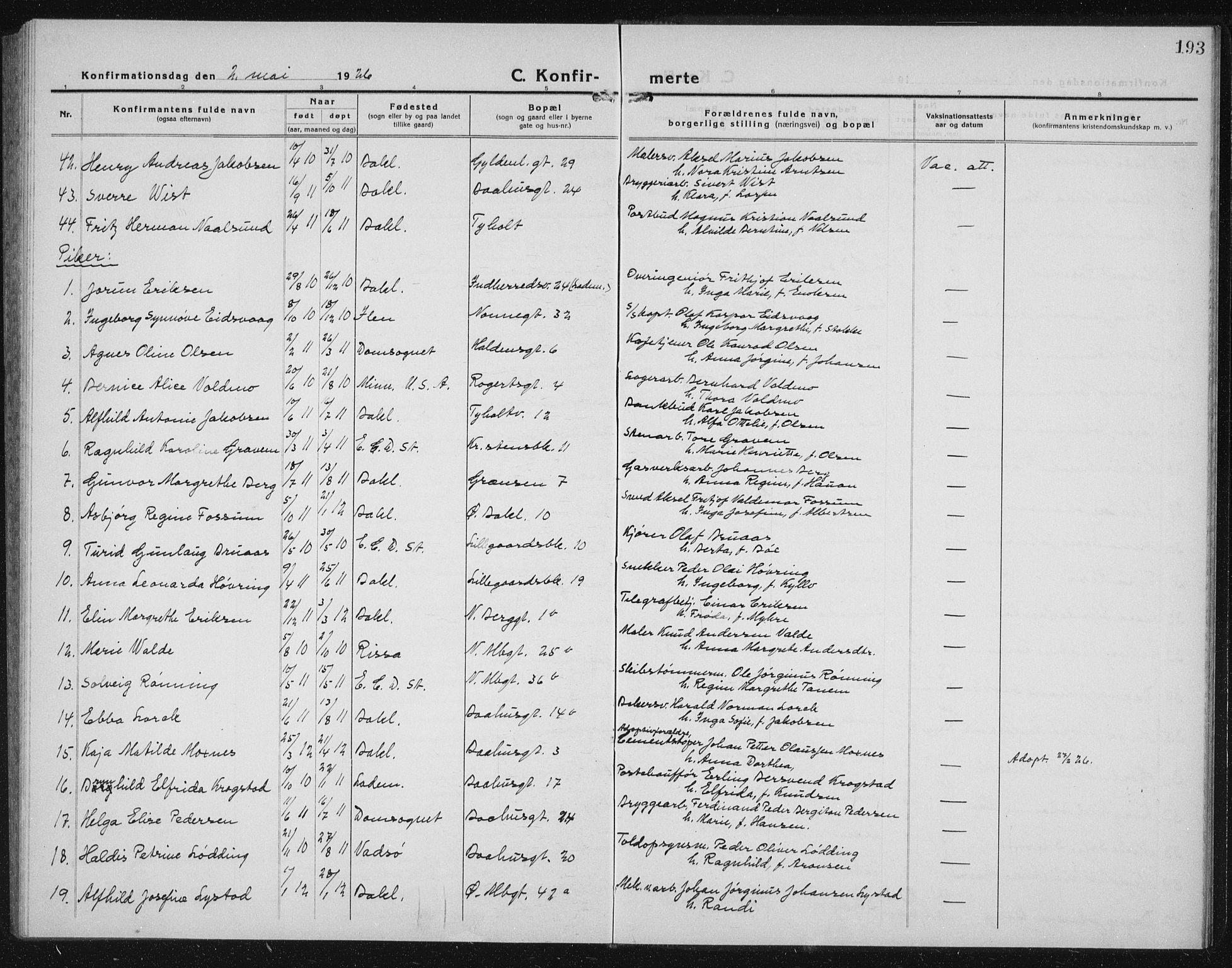 Ministerialprotokoller, klokkerbøker og fødselsregistre - Sør-Trøndelag, AV/SAT-A-1456/604/L0227: Klokkerbok nr. 604C10, 1923-1942, s. 193