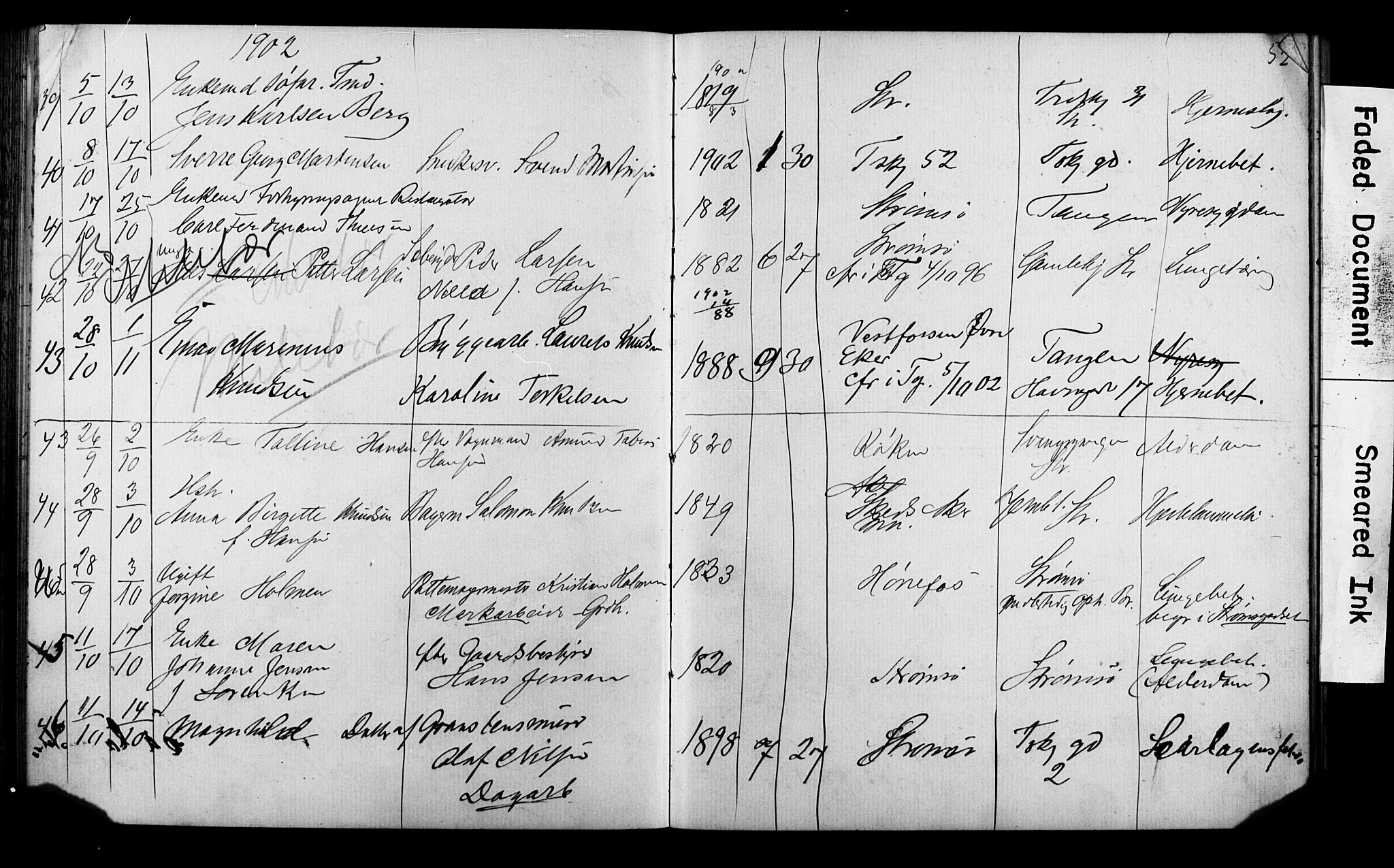 Strømsø kirkebøker, AV/SAKO-A-246/Y/Ya/L0005: Kladd til kirkebok nr. I 5, 1897-1903, s. 52