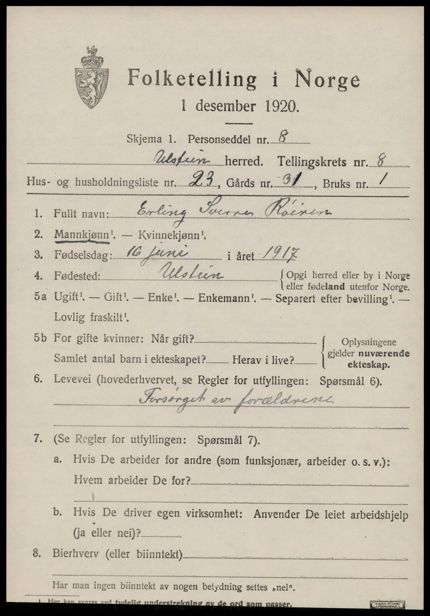 SAT, Folketelling 1920 for 1516 Ulstein herred, 1920, s. 4966