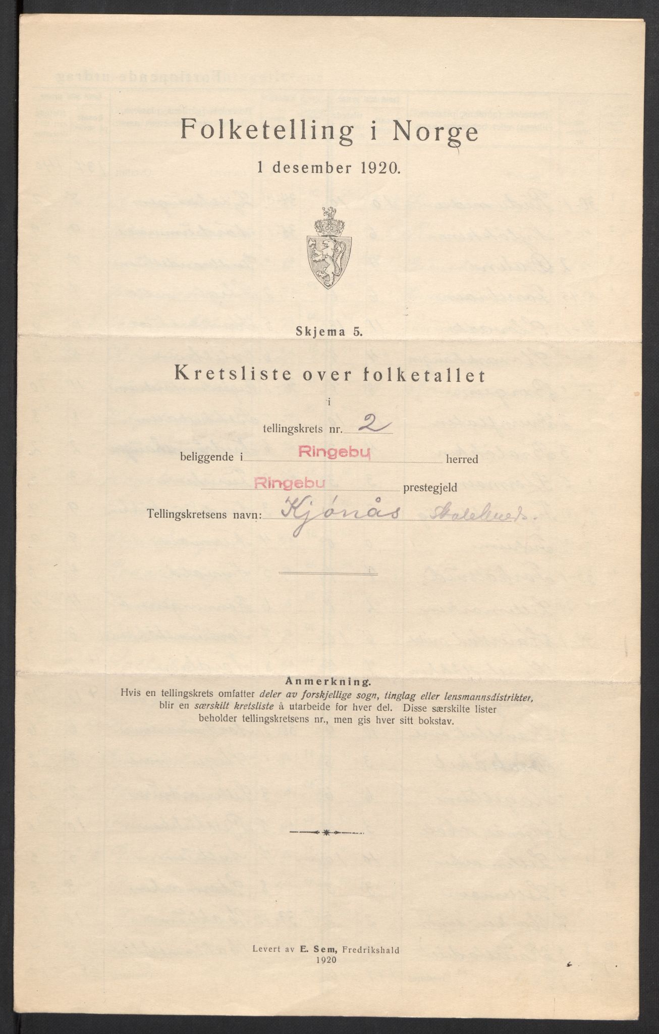SAH, Folketelling 1920 for 0520 Ringebu herred, 1920, s. 11