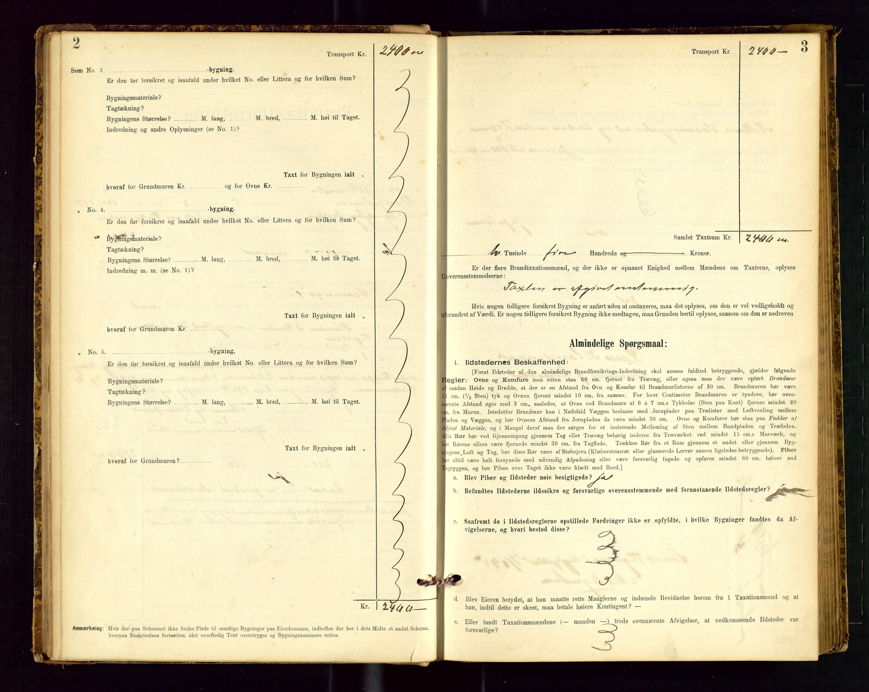 Avaldsnes lensmannskontor, AV/SAST-A-100286/Gob/L0001: "Brandtaxationsprotokol for Avaldsnes Lensmandsdistrikt Ryfylke Fogderi", 1894-1925, s. 2-3