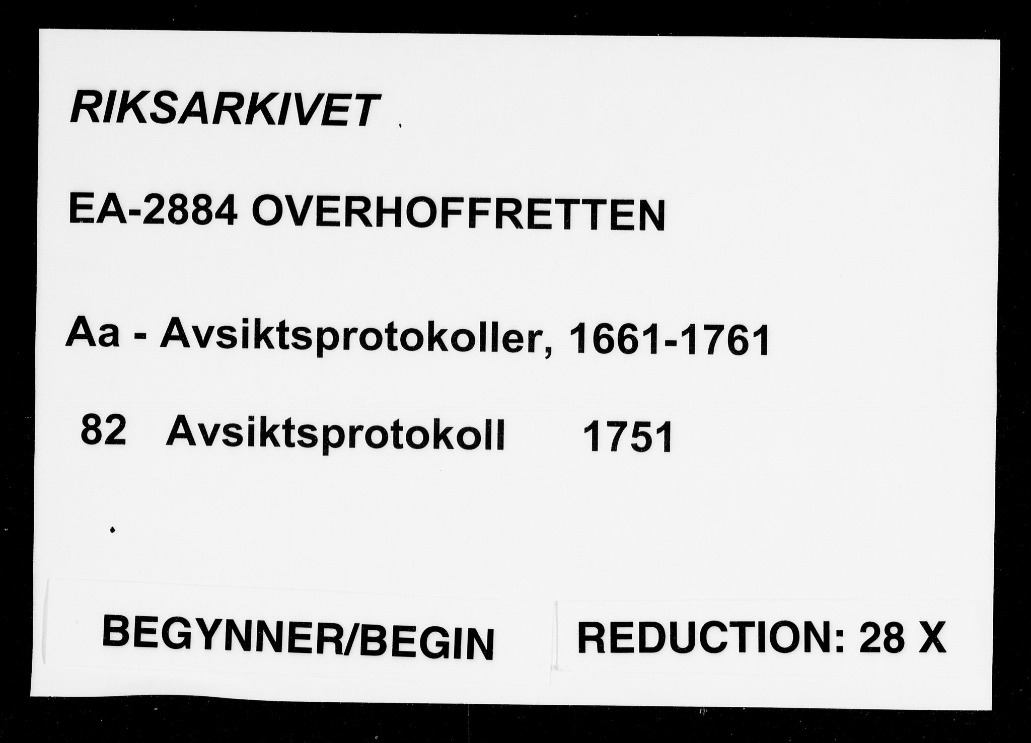 Overhoffretten 1667-1797, AV/RA-EA-2884/Aa/L0082: Avsiktsprotokoll, 1751