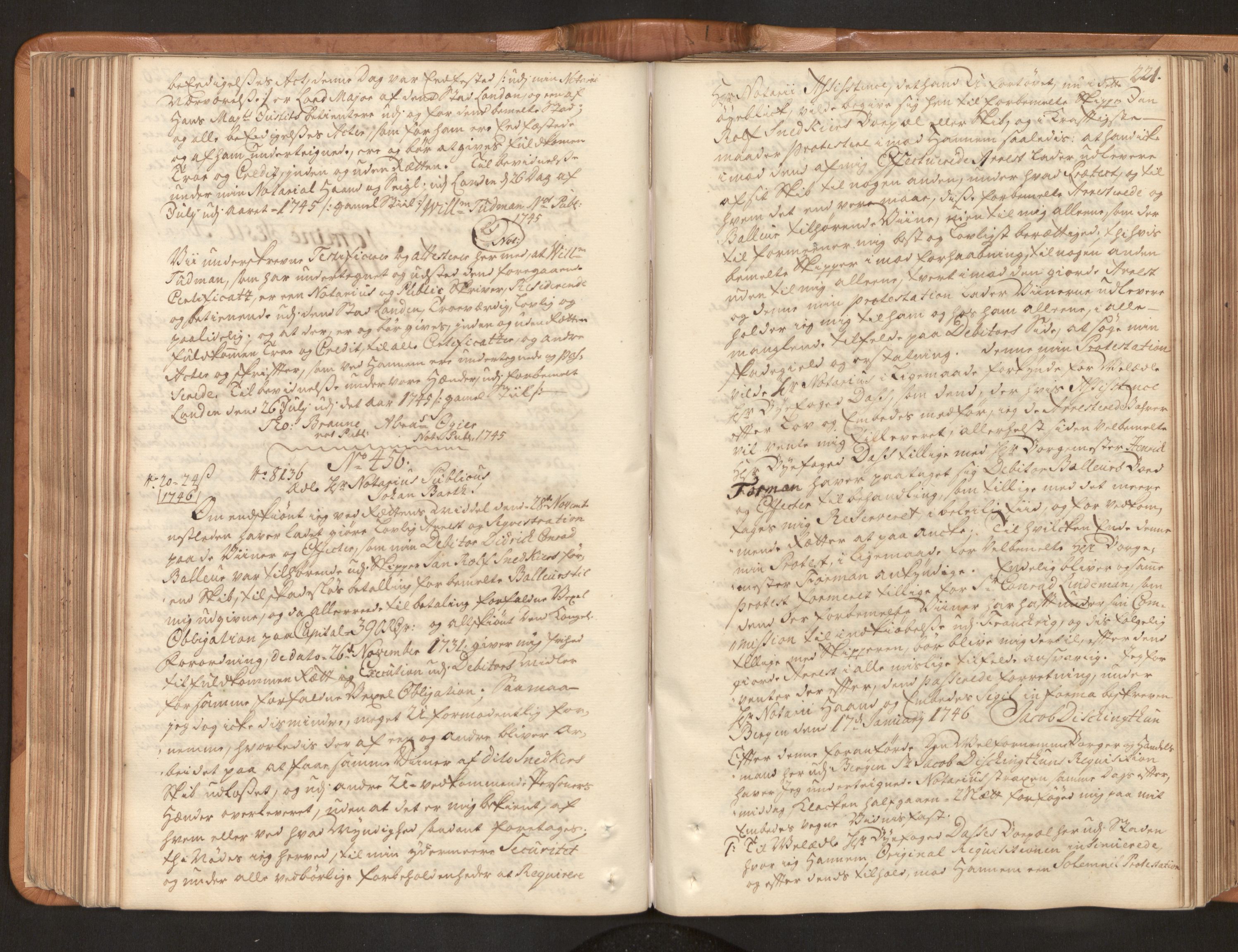 Byfogd og Byskriver i Bergen, SAB/A-3401/10/10A/L0001: Notarialprotokoller, 1742-1748, s. 220b-221a
