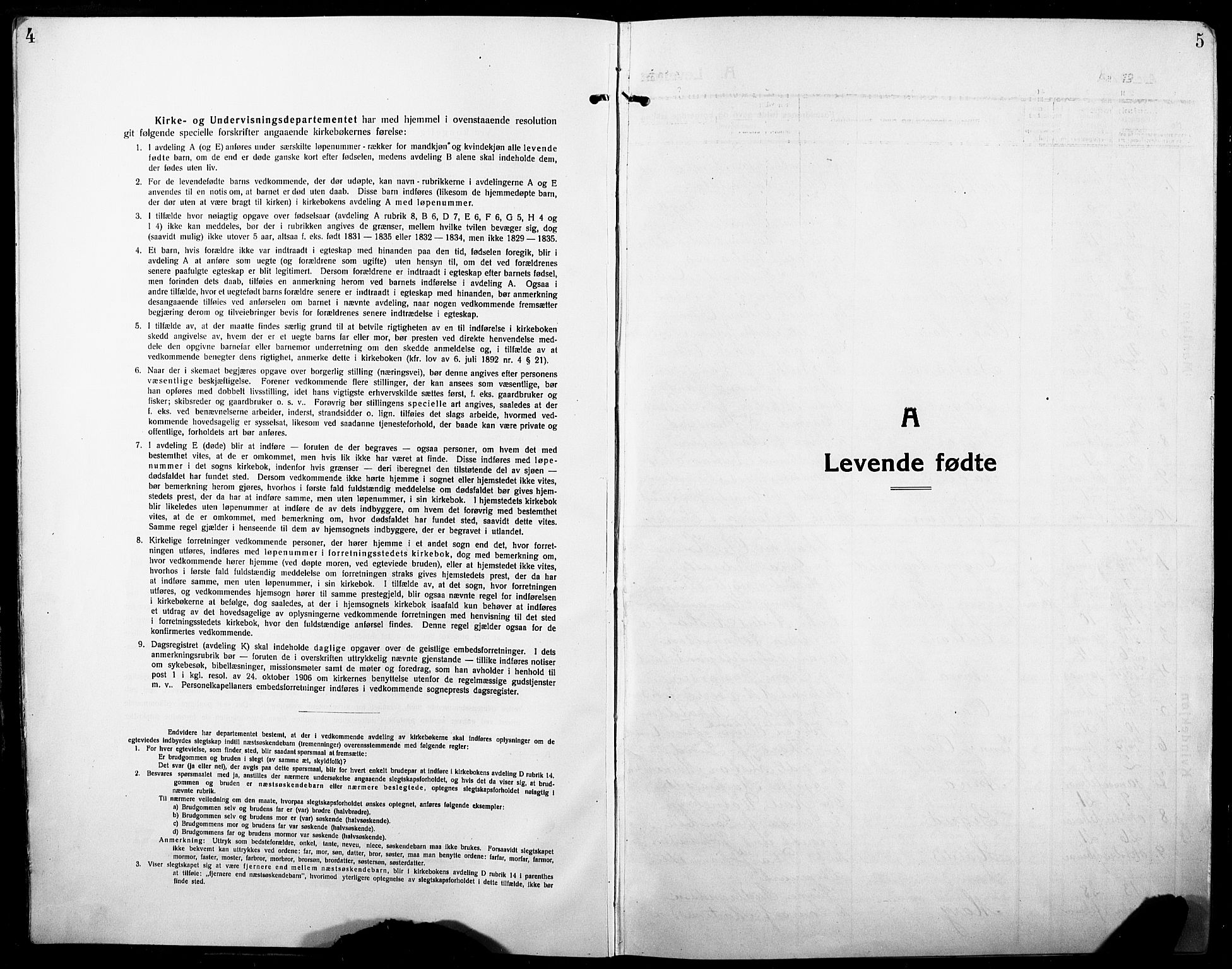 Vang prestekontor, Hedmark, AV/SAH-PREST-008/H/Ha/Hab/L0015: Klokkerbok nr. 15, 1915-1933, s. 4-5