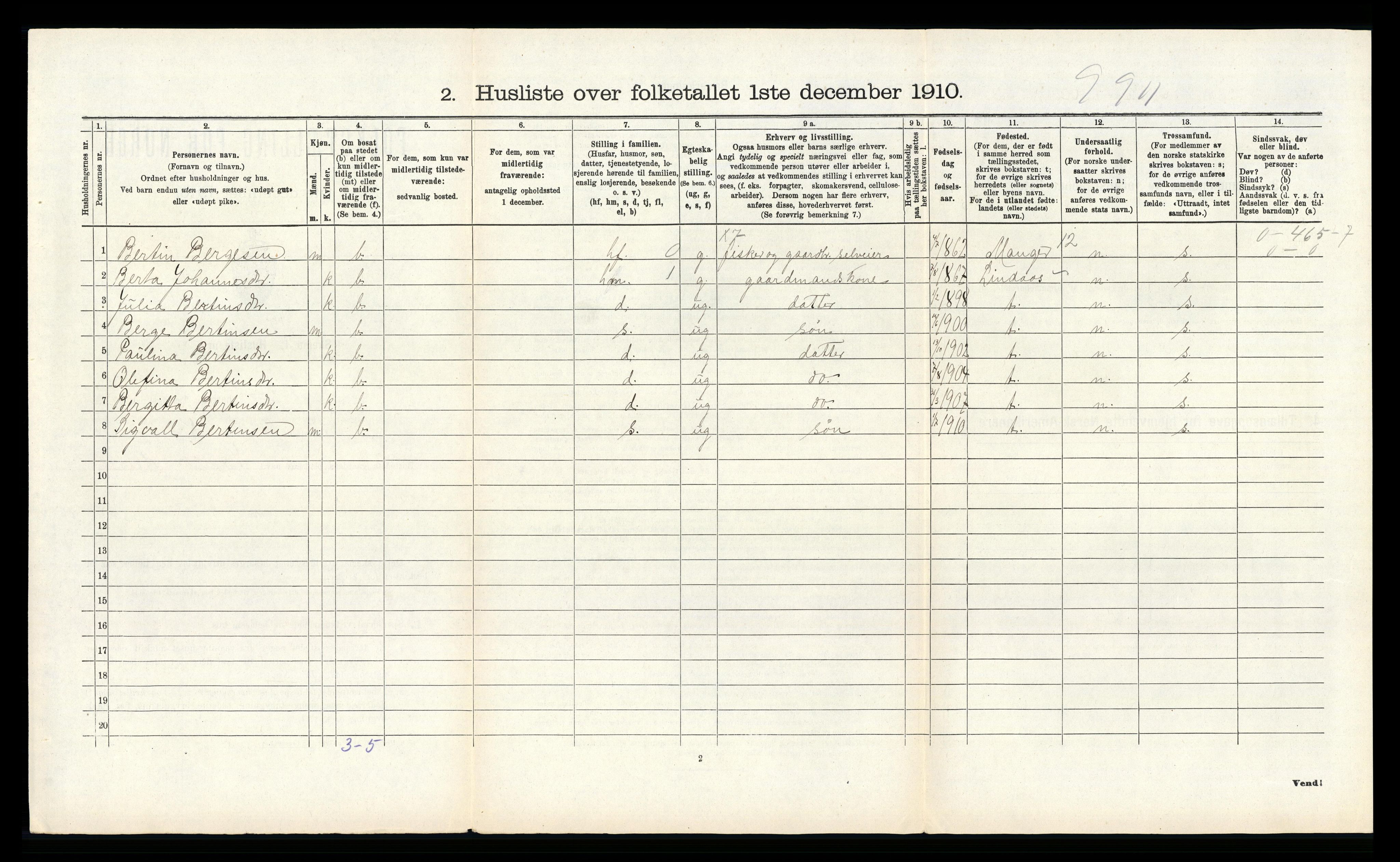 RA, Folketelling 1910 for 1258 Herdla herred, 1910, s. 205
