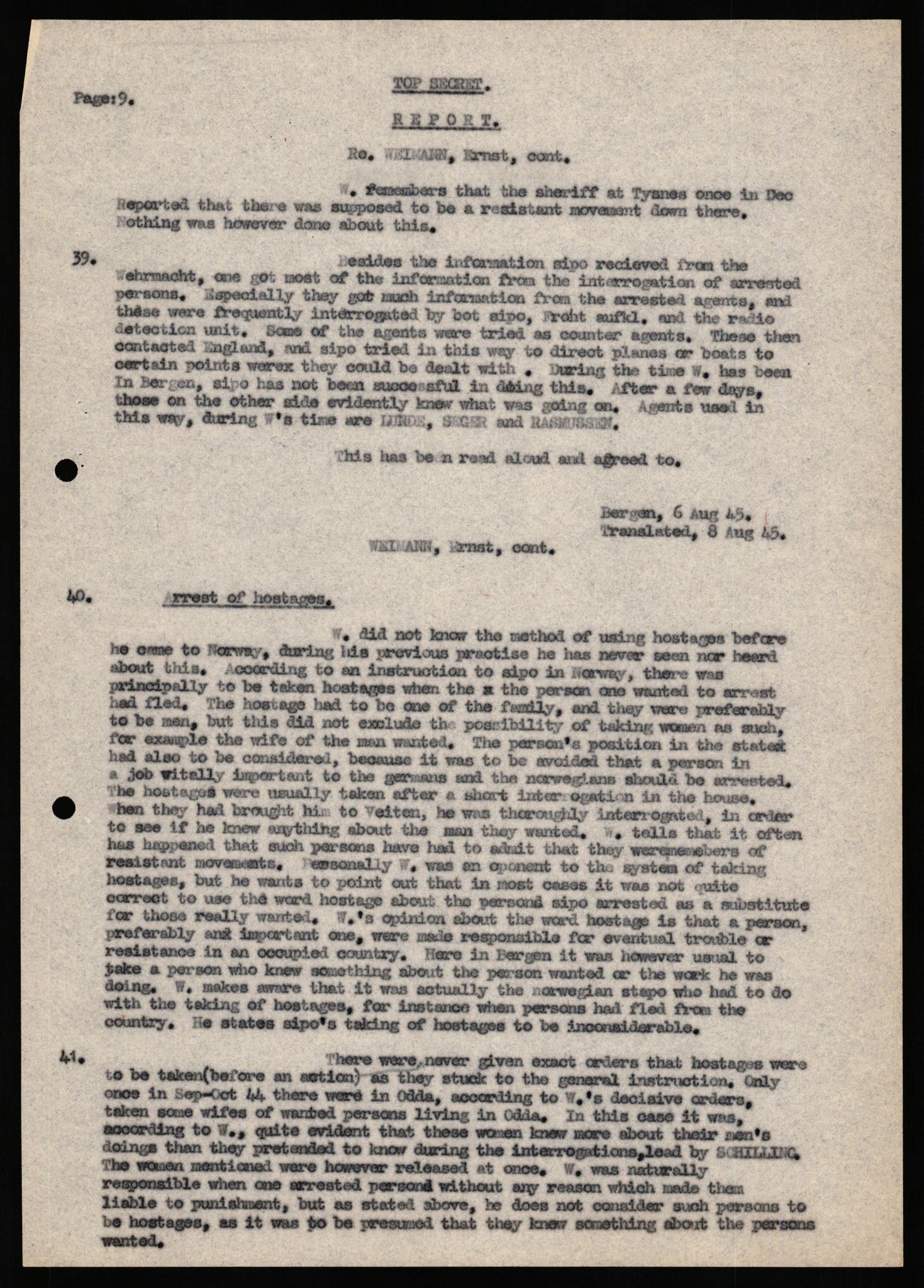 Forsvaret, Forsvarets overkommando II, AV/RA-RAFA-3915/D/Db/L0035: CI Questionaires. Tyske okkupasjonsstyrker i Norge. Tyskere., 1945-1946, s. 174