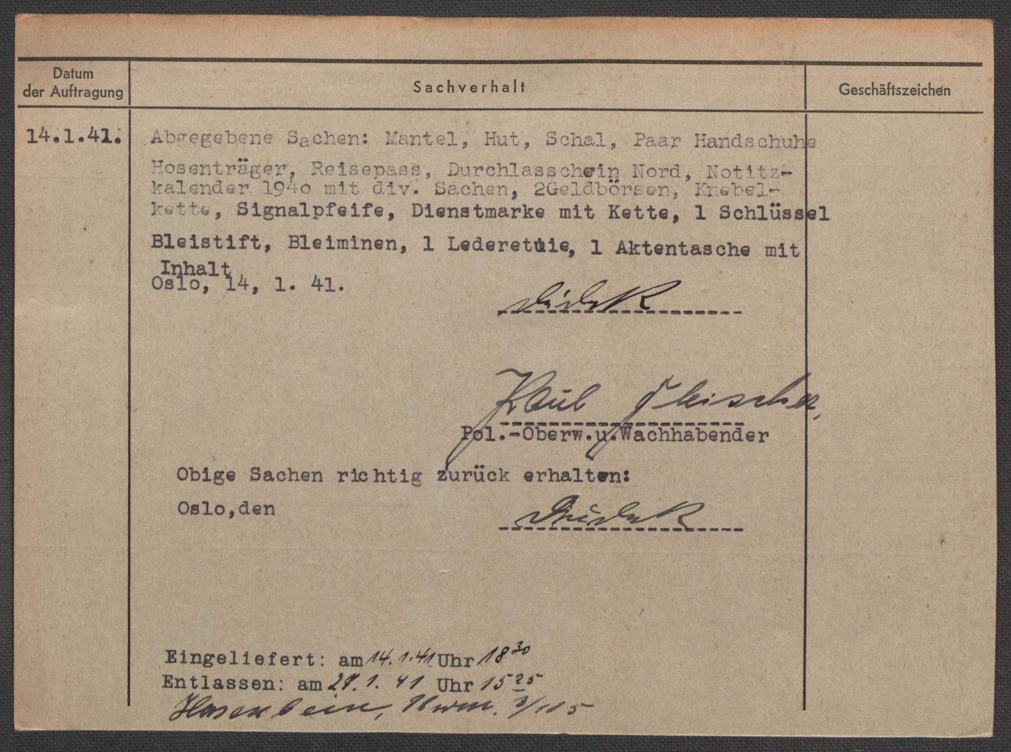 Befehlshaber der Sicherheitspolizei und des SD, RA/RAFA-5969/E/Ea/Eaa/L0002: Register over norske fanger i Møllergata 19: Bj-Eng, 1940-1945, s. 1090