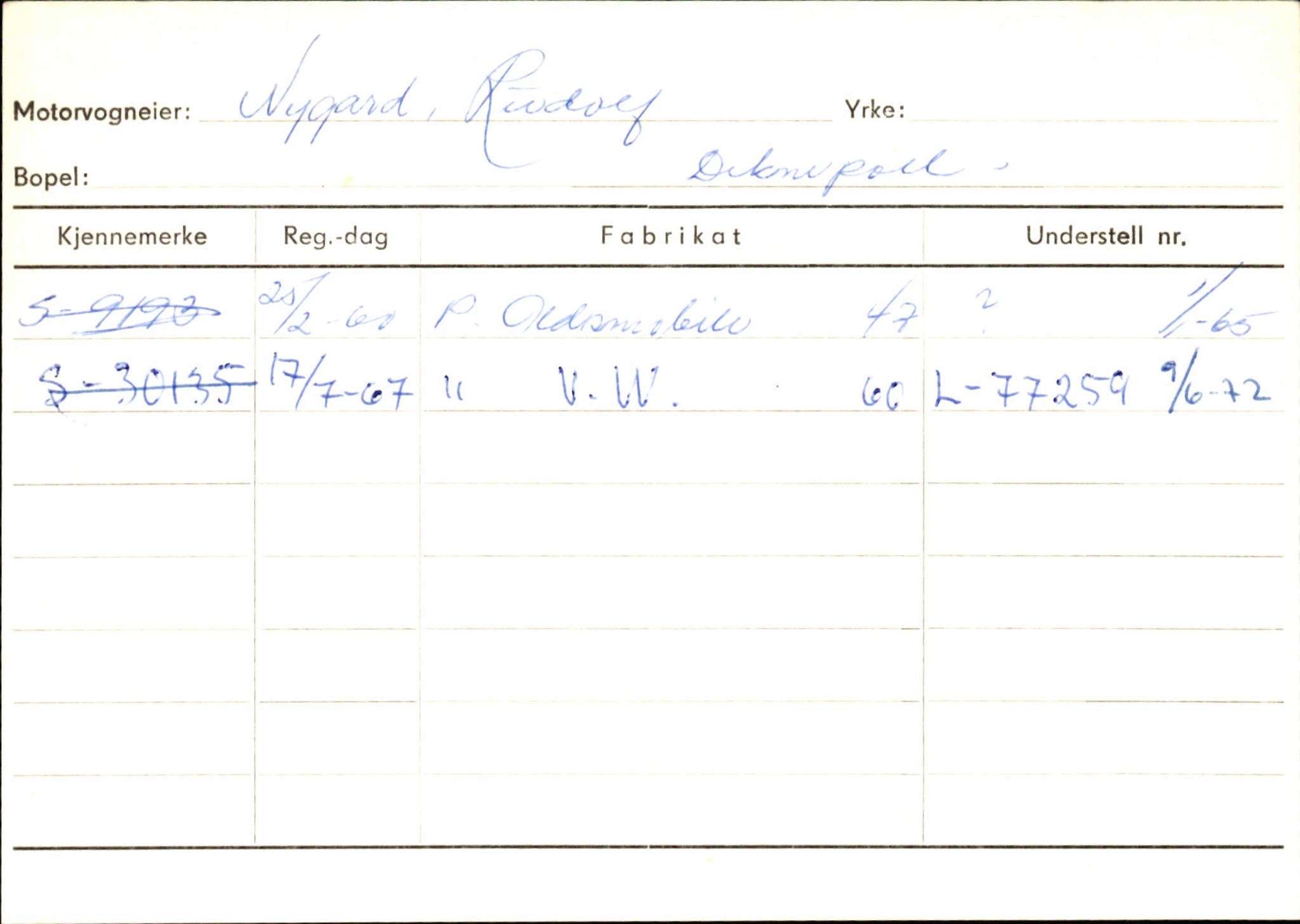 Statens vegvesen, Sogn og Fjordane vegkontor, SAB/A-5301/4/F/L0144: Registerkort Vågsøy A-R, 1945-1975, s. 2126