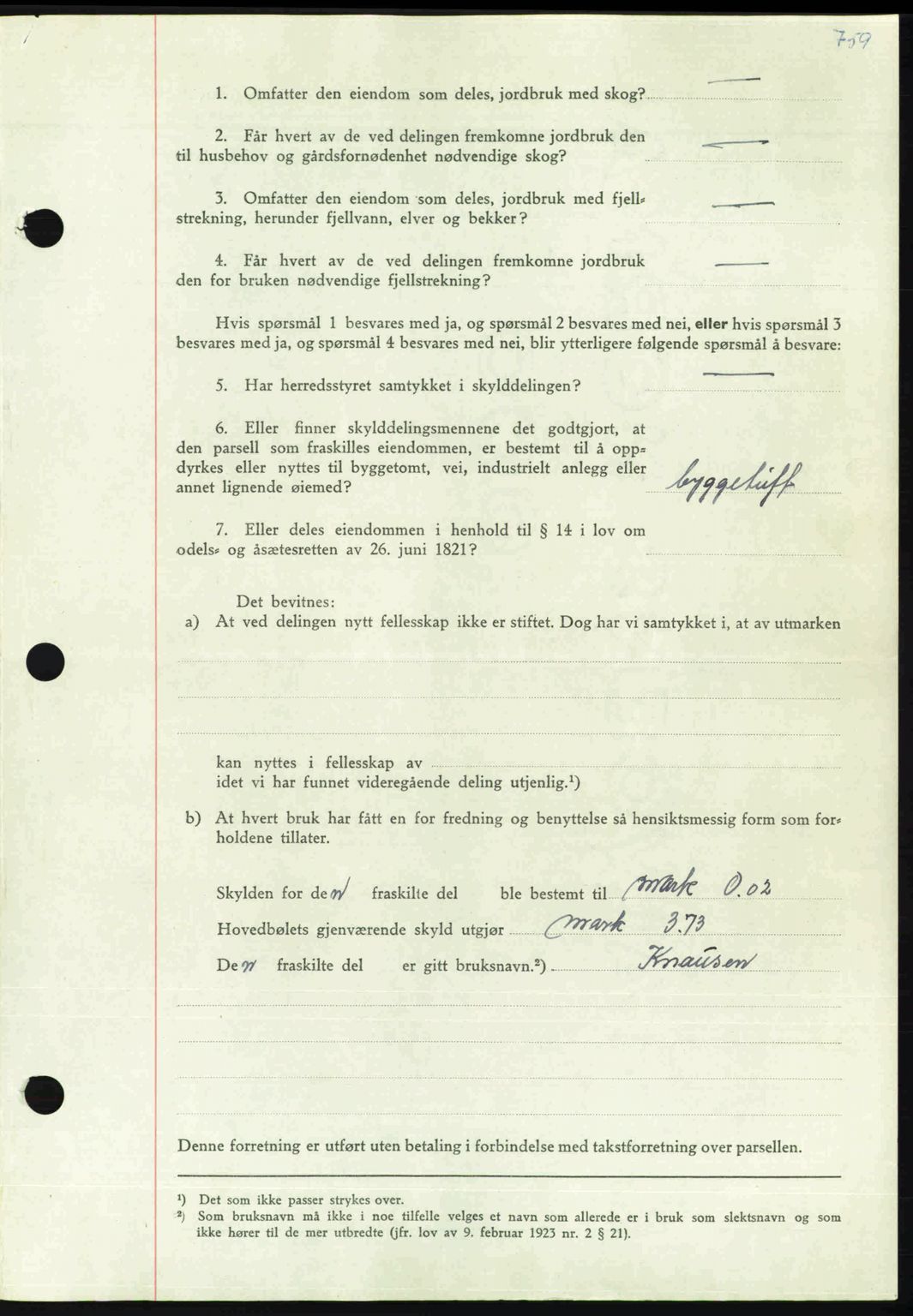 Nordmøre sorenskriveri, AV/SAT-A-4132/1/2/2Ca: Pantebok nr. A112, 1949-1949, Dagboknr: 2912/1949