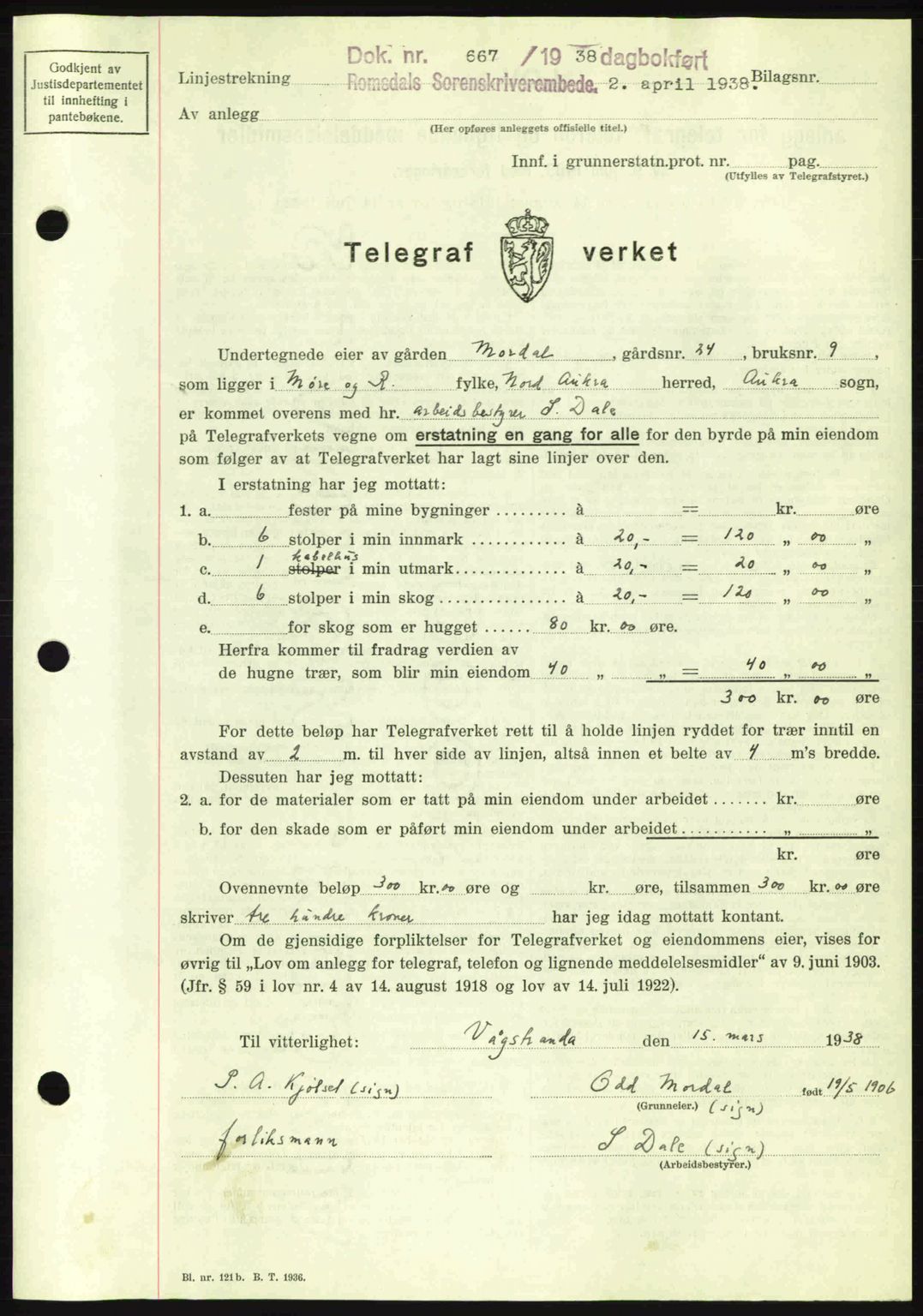 Romsdal sorenskriveri, SAT/A-4149/1/2/2C: Pantebok nr. A4, 1937-1938, Dagboknr: 667/1938