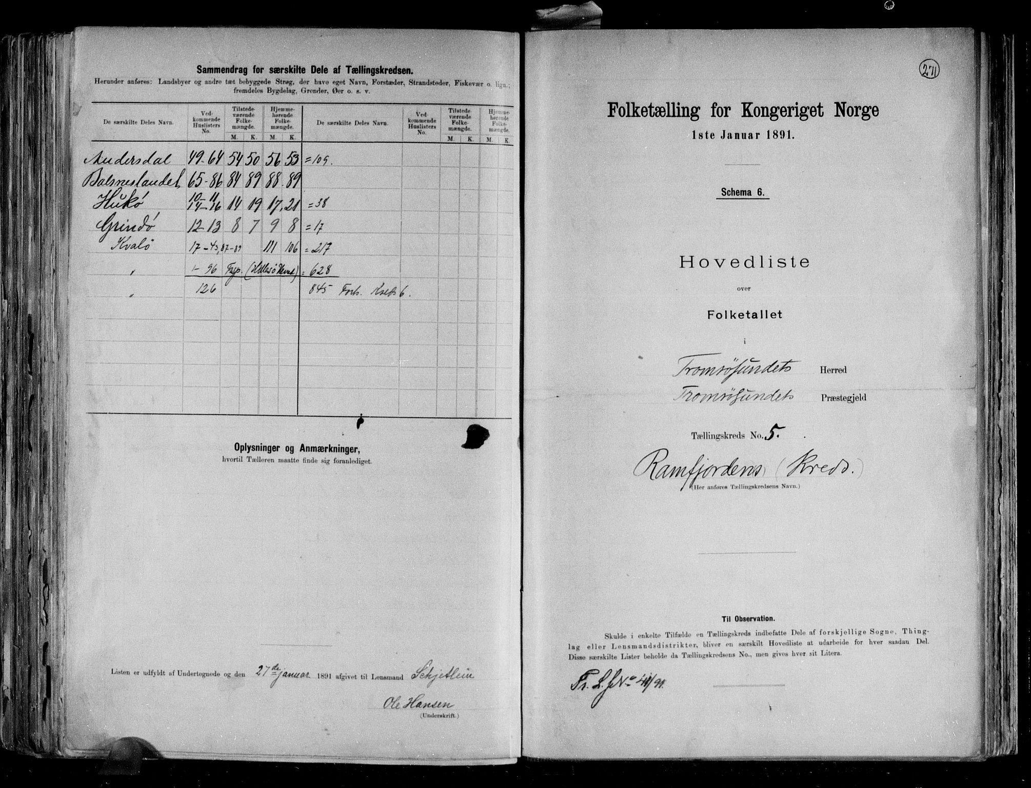 RA, Folketelling 1891 for 1934 Tromsøysund herred, 1891, s. 13