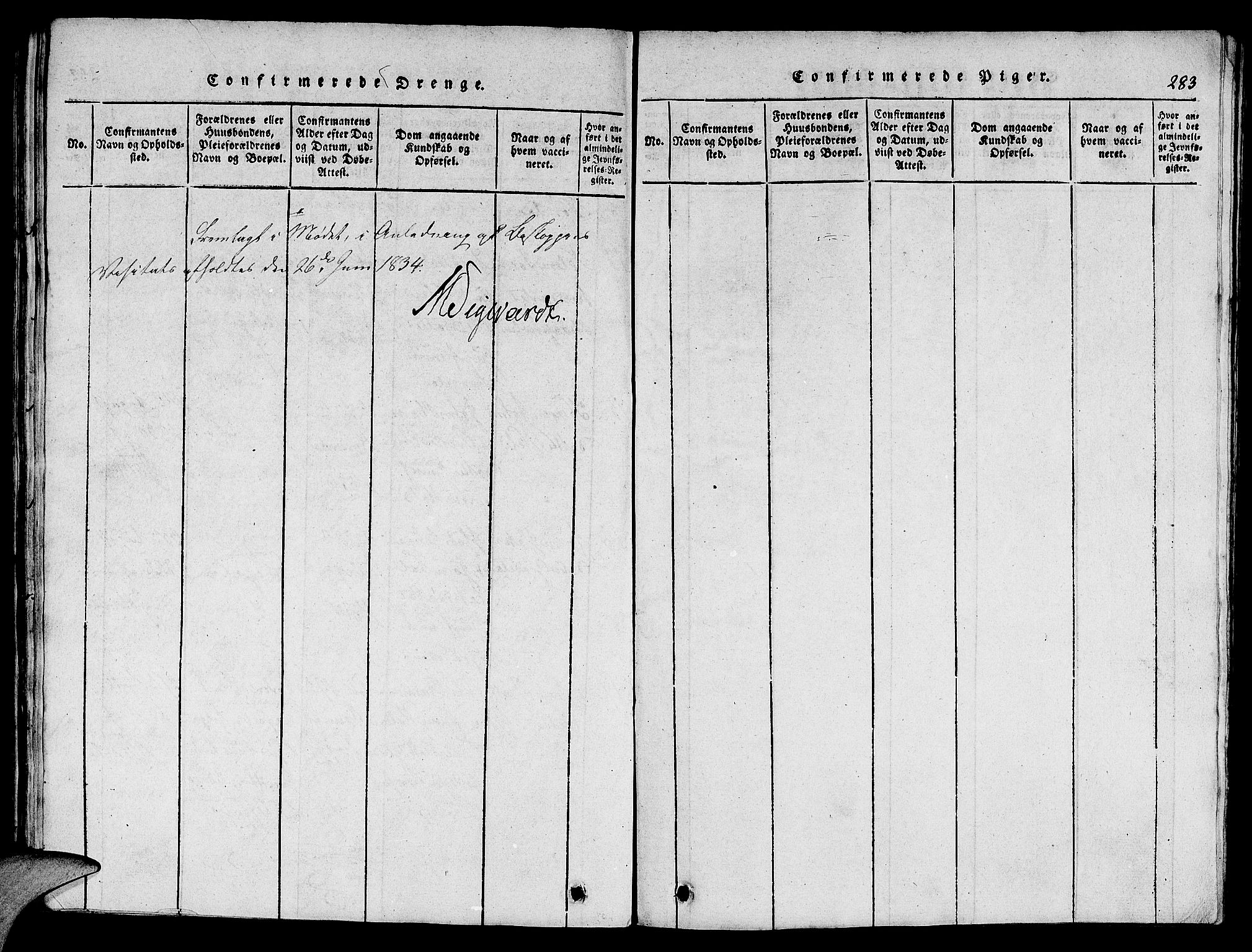 Klepp sokneprestkontor, SAST/A-101803/001/3/30BA/L0002: Ministerialbok nr. A 2, 1816-1833, s. 283