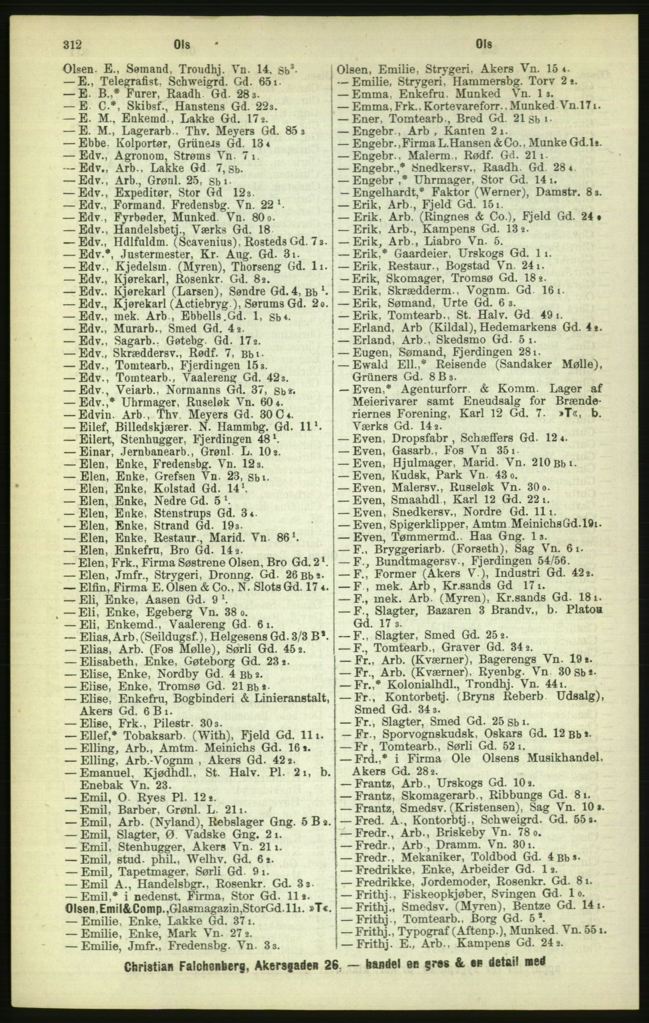 Kristiania/Oslo adressebok, PUBL/-, 1886, s. 312