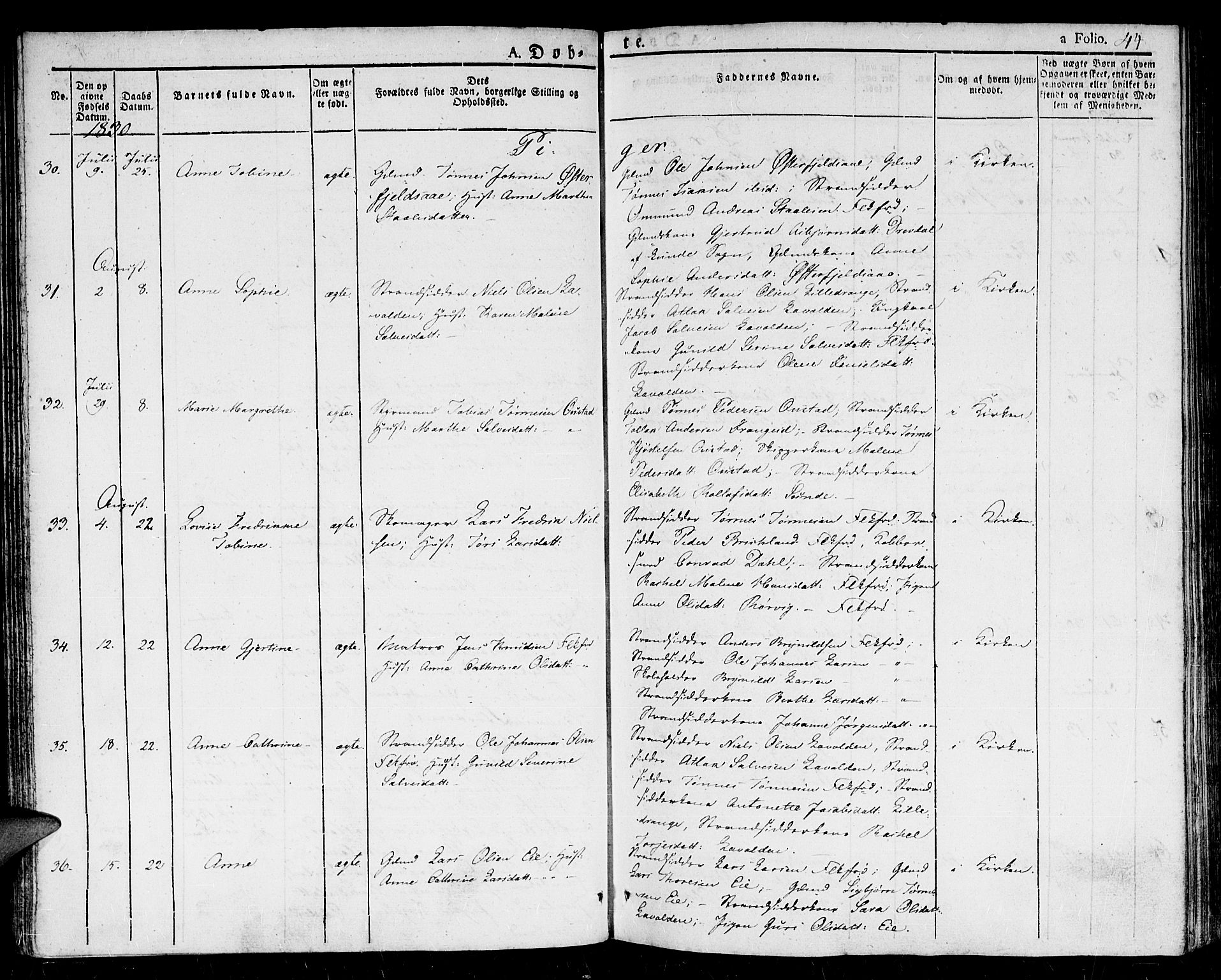 Flekkefjord sokneprestkontor, AV/SAK-1111-0012/F/Fb/Fbc/L0004: Klokkerbok nr. B 4, 1827-1846, s. 44
