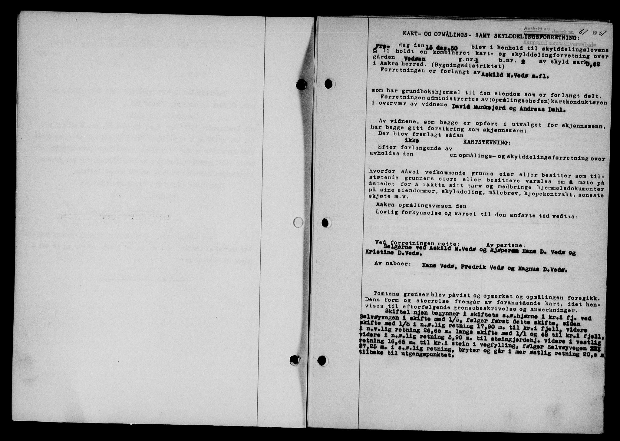 Karmsund sorenskriveri, SAST/A-100311/01/II/IIB/L0101: Pantebok nr. 81A, 1950-1951, Dagboknr: 61/1951