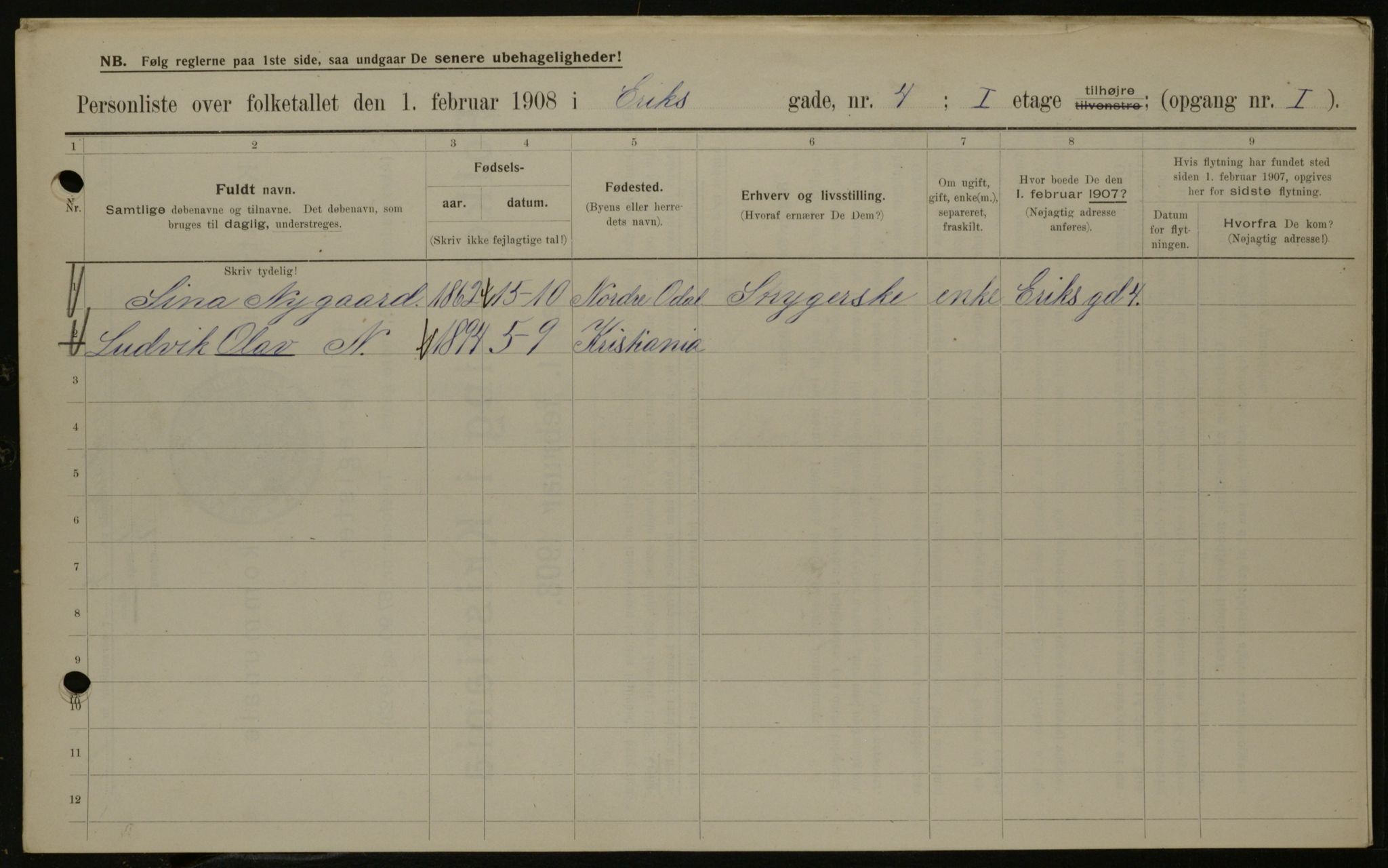 OBA, Kommunal folketelling 1.2.1908 for Kristiania kjøpstad, 1908, s. 17994
