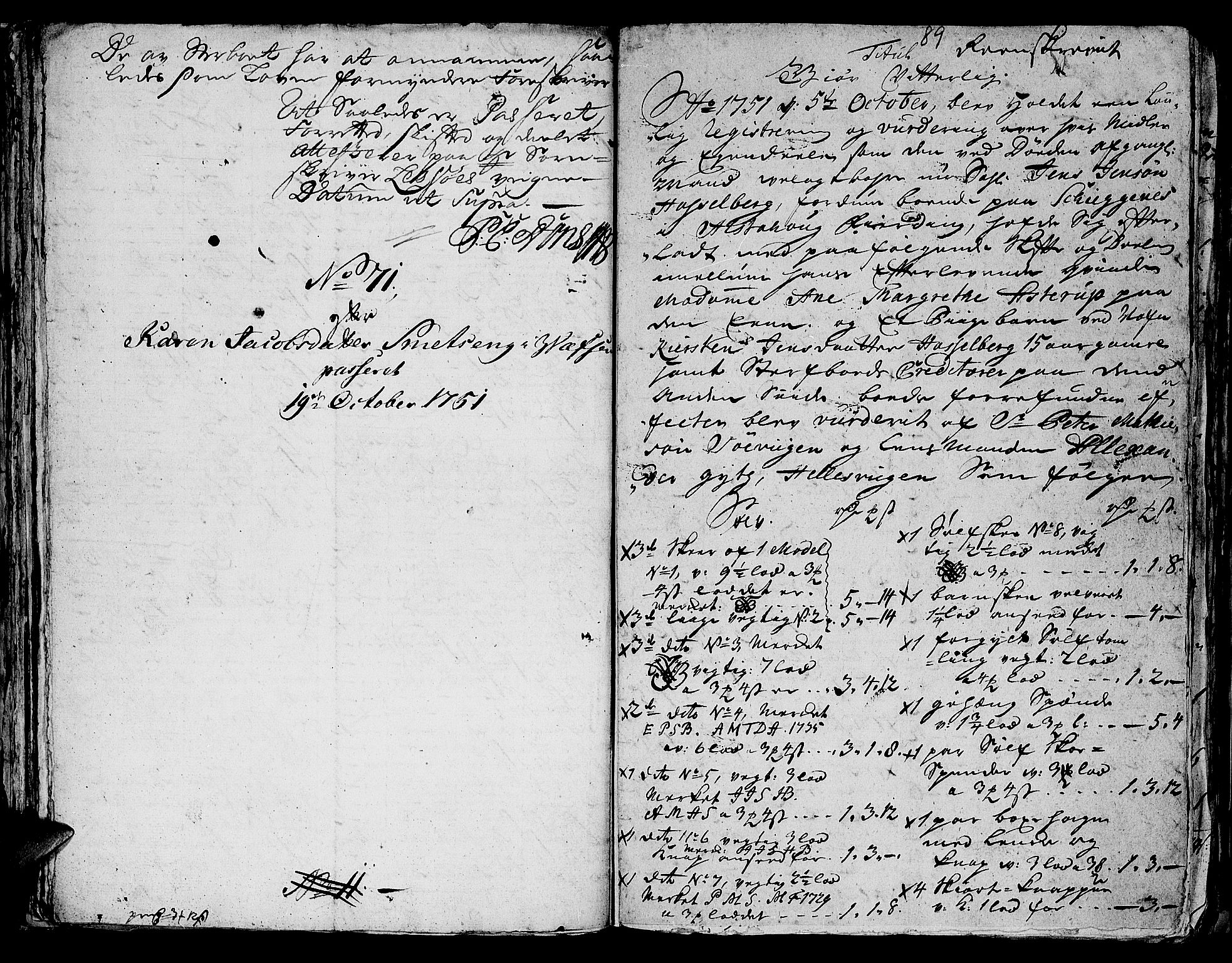 Helgeland sorenskriveri, SAT/A-0004/3/3A/L0024: Konseptprotokoll 9, 1751, s. 88b-89a